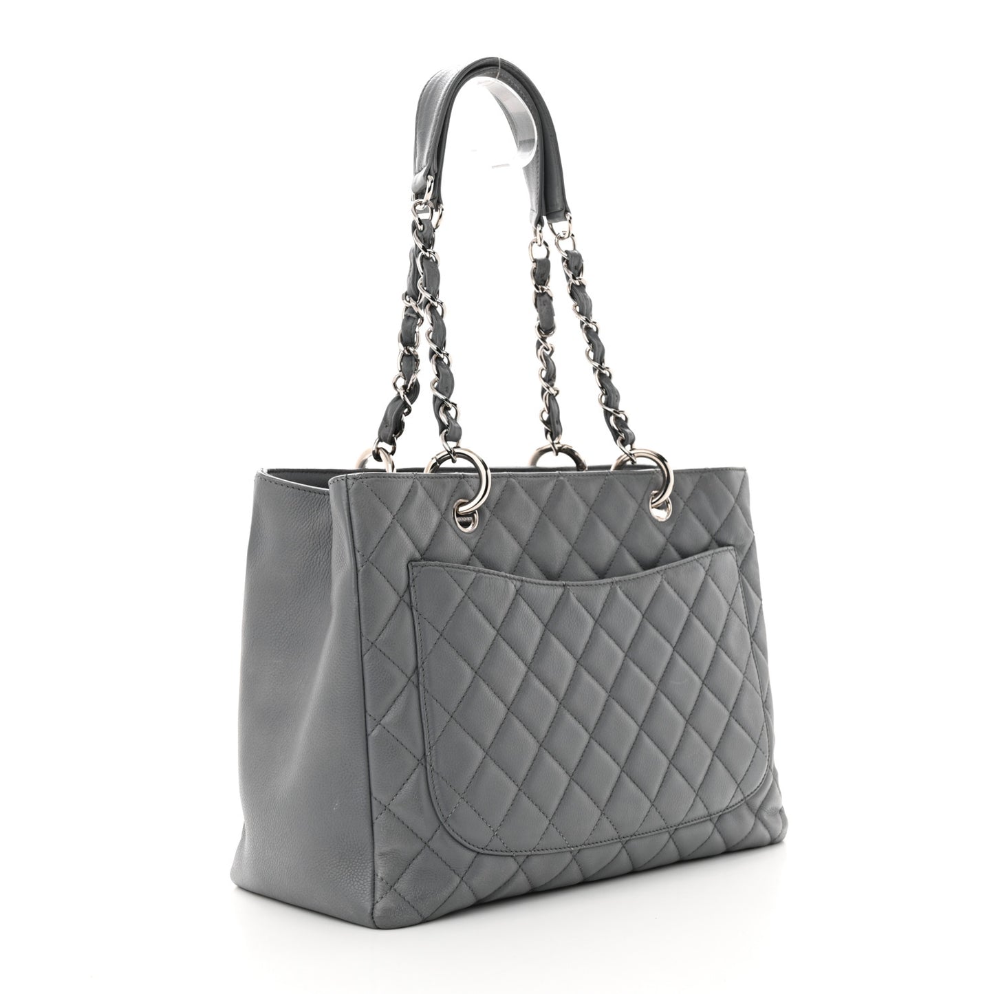 Caviar Quilted Grand Shopping Tote GST Light Grey