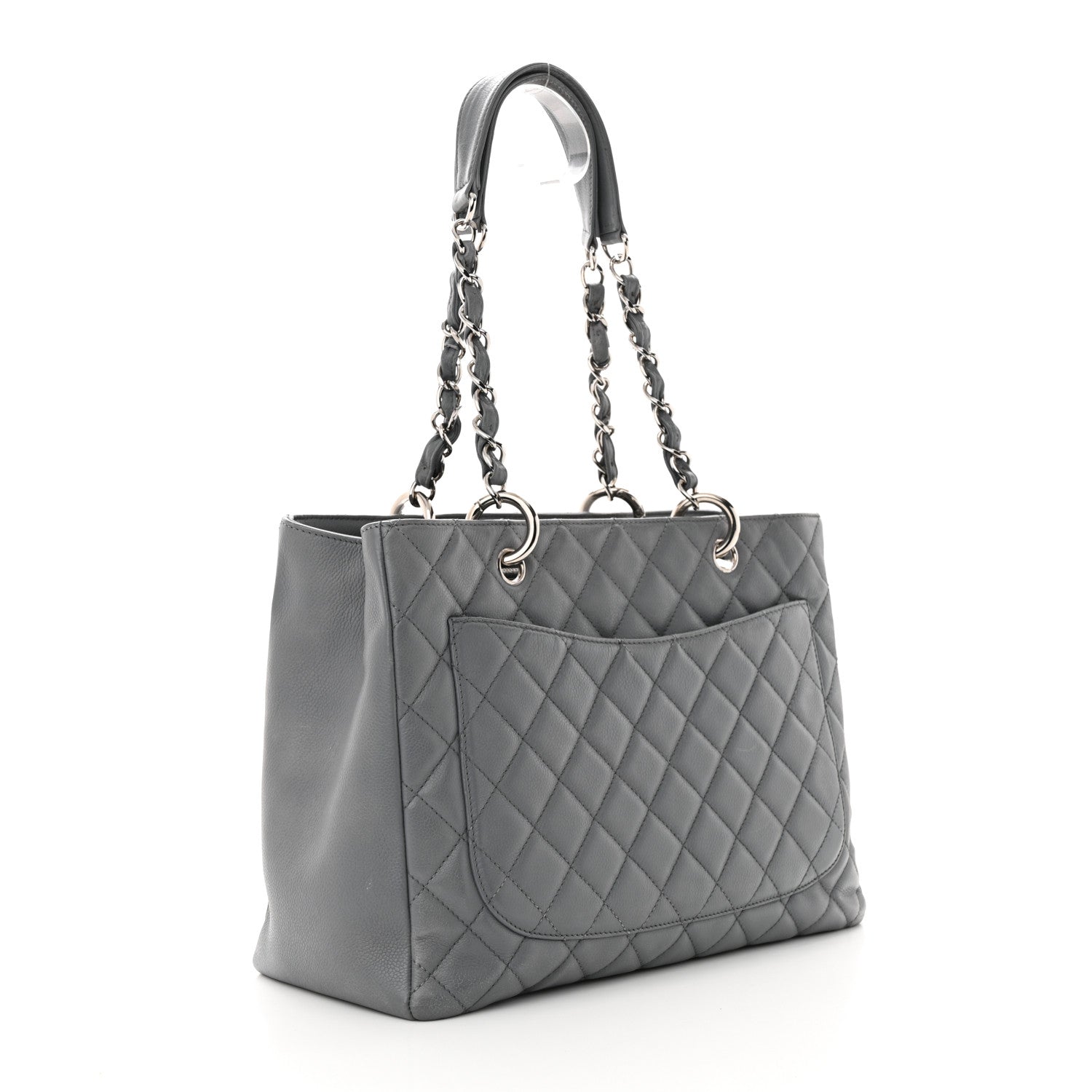 Chanel Caviar Quilted Grand Shopping Tote GST Light Grey 3 of 12
