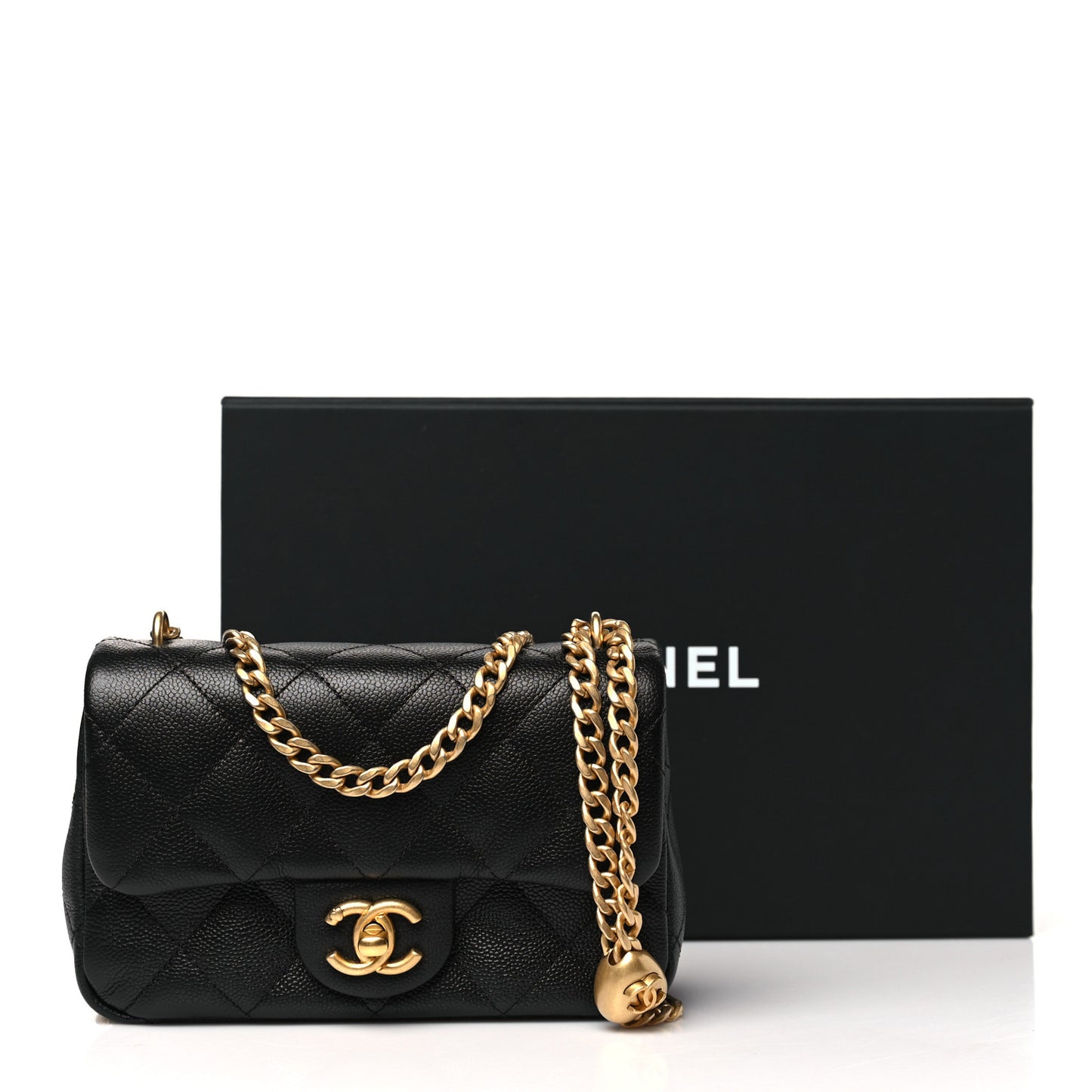 Caviar Quilted Mini Sweetheart Rectangular Flap Black