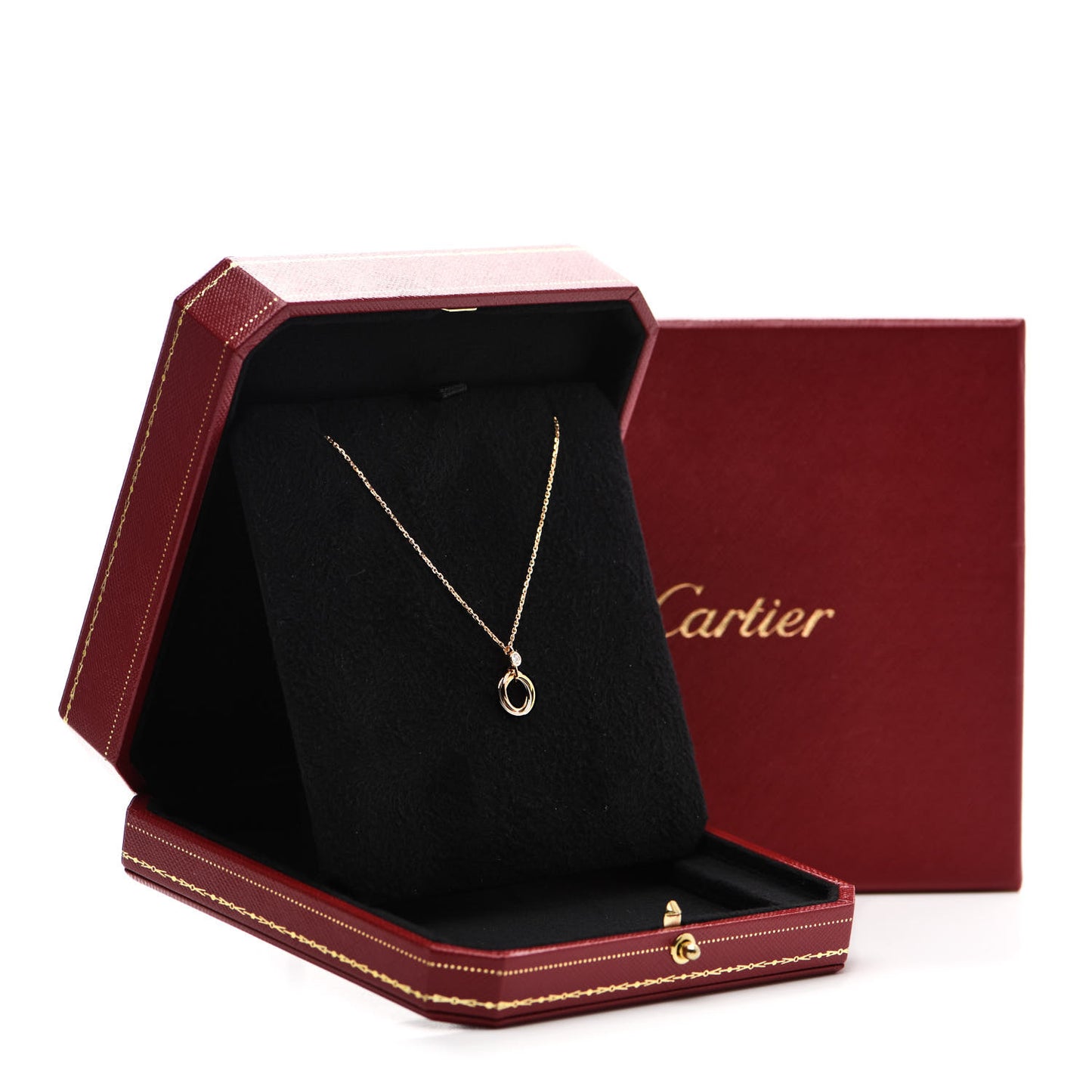 18K Pink Yellow White Gold Diamond Trinity Pendant Necklace