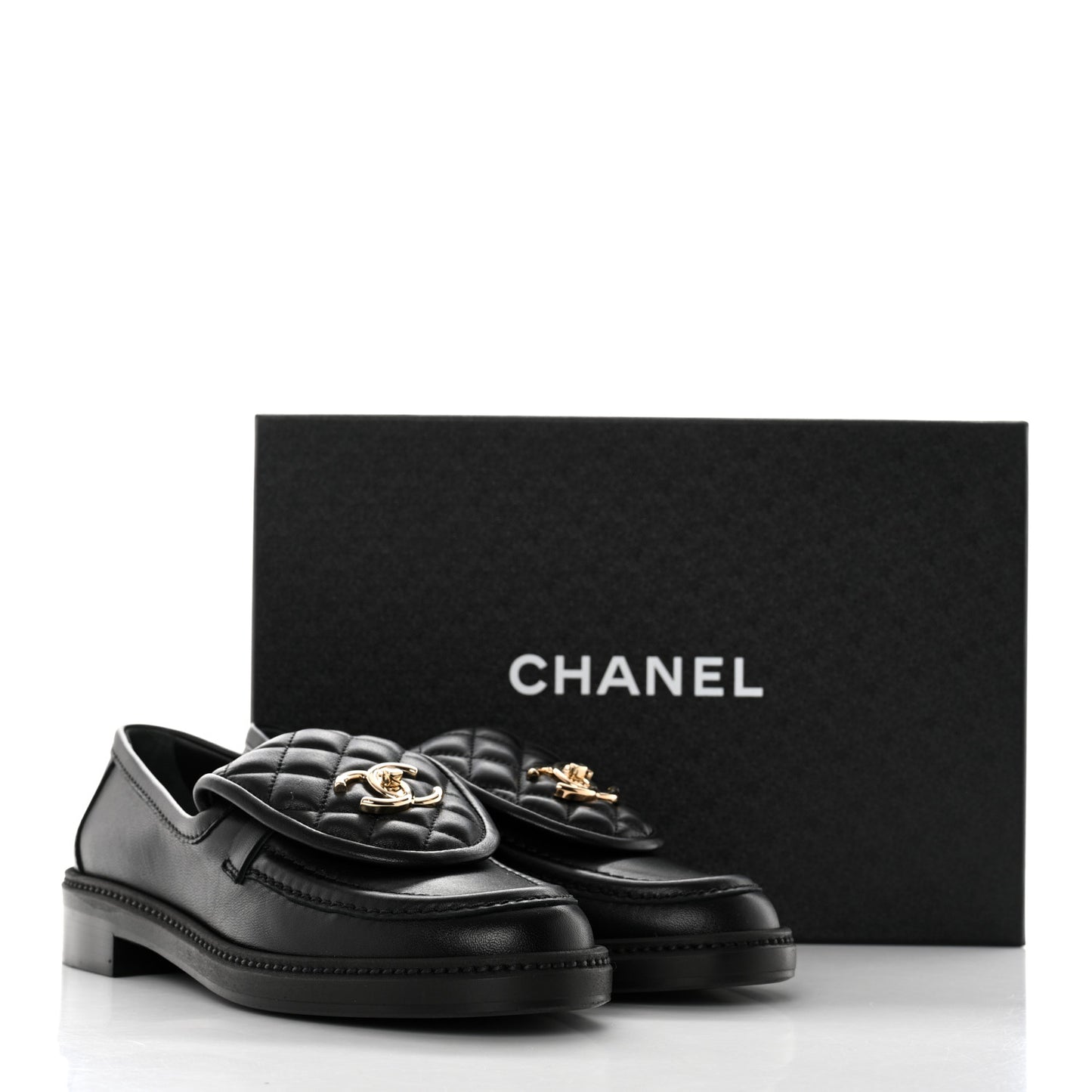 Lambskin Quilted CC Turnlock Loafers 37.5 Black
