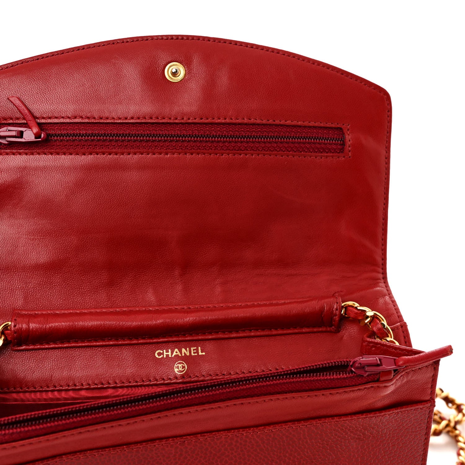 Chanel Caviar Timeless CC Wallet On Chain WOC Red 11 of 18