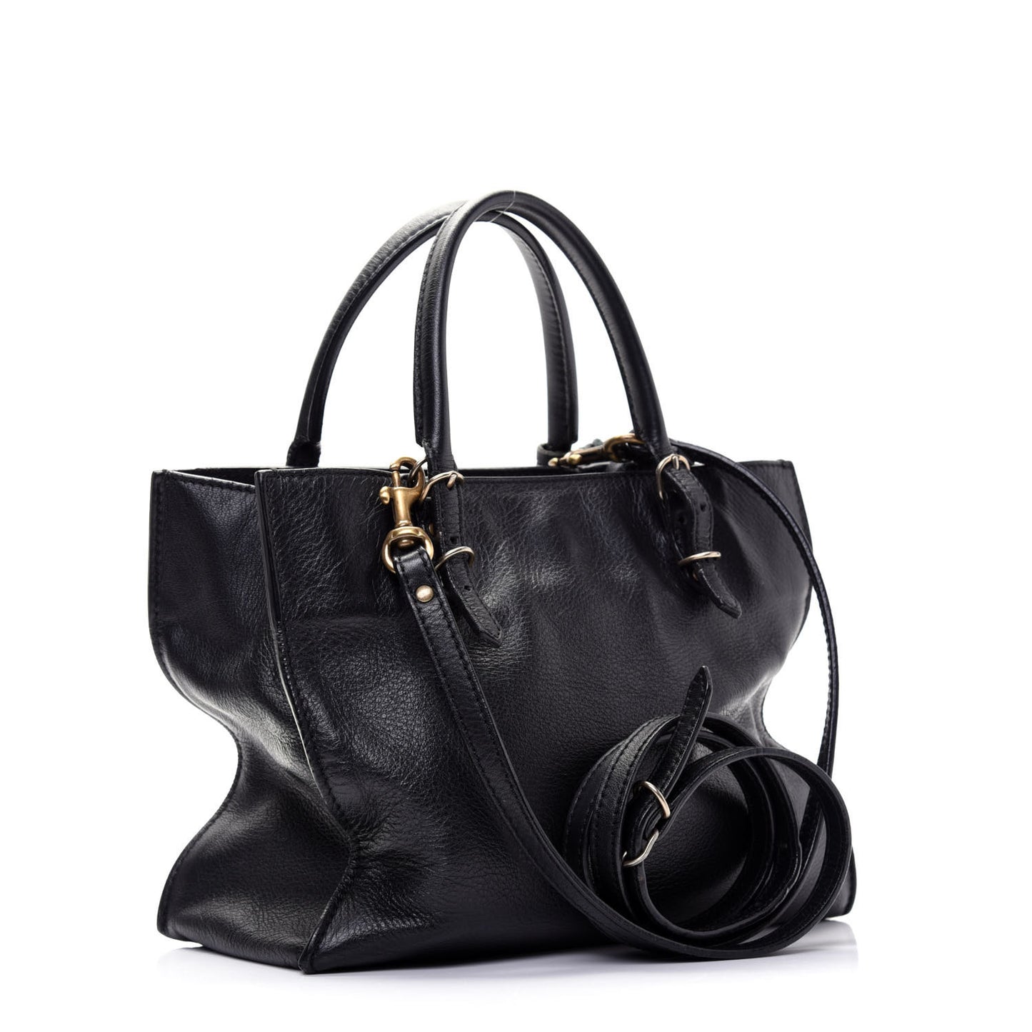 Calfskin Papier Mini A4 Tote Black