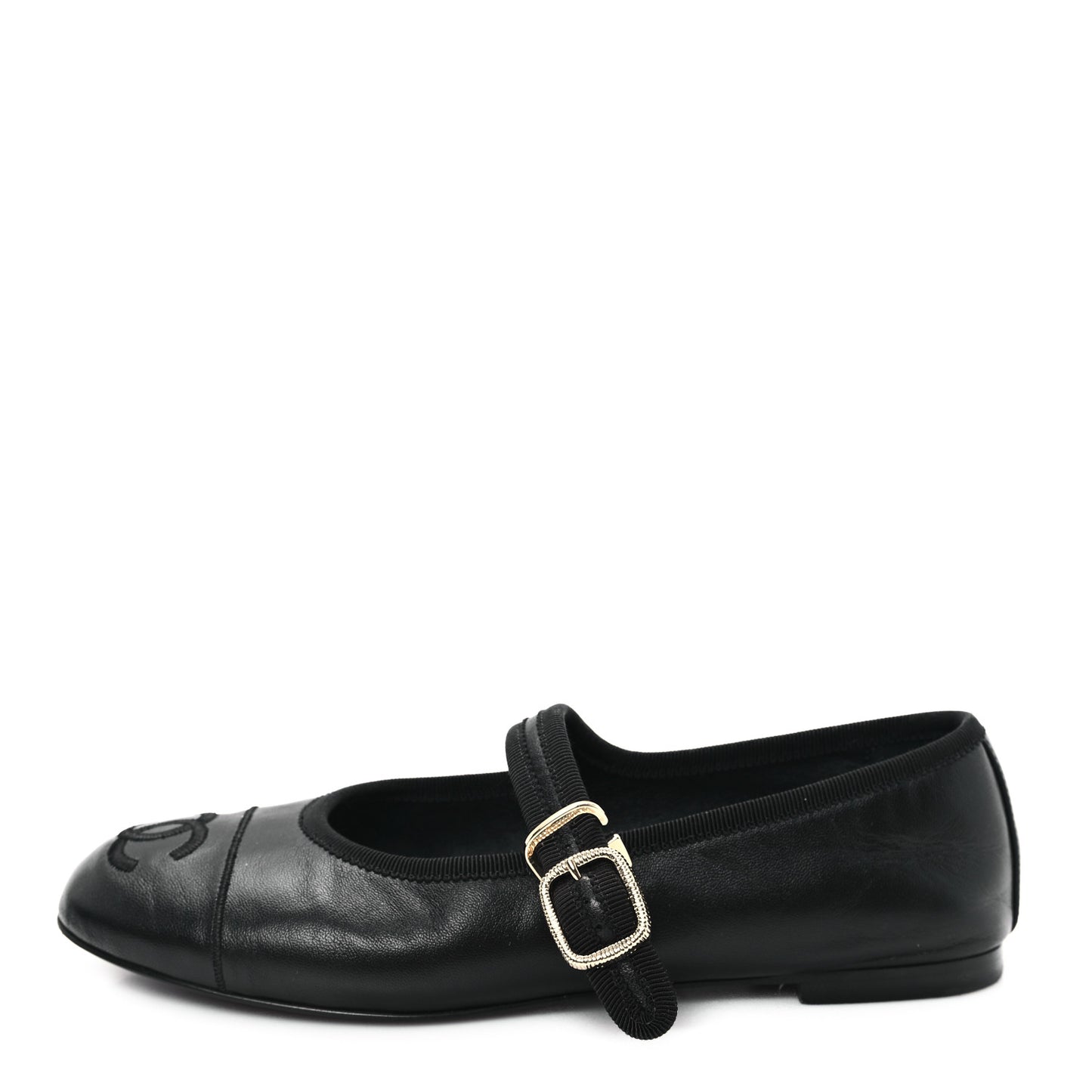 Lambskin Mary Jane Flats 35 Black