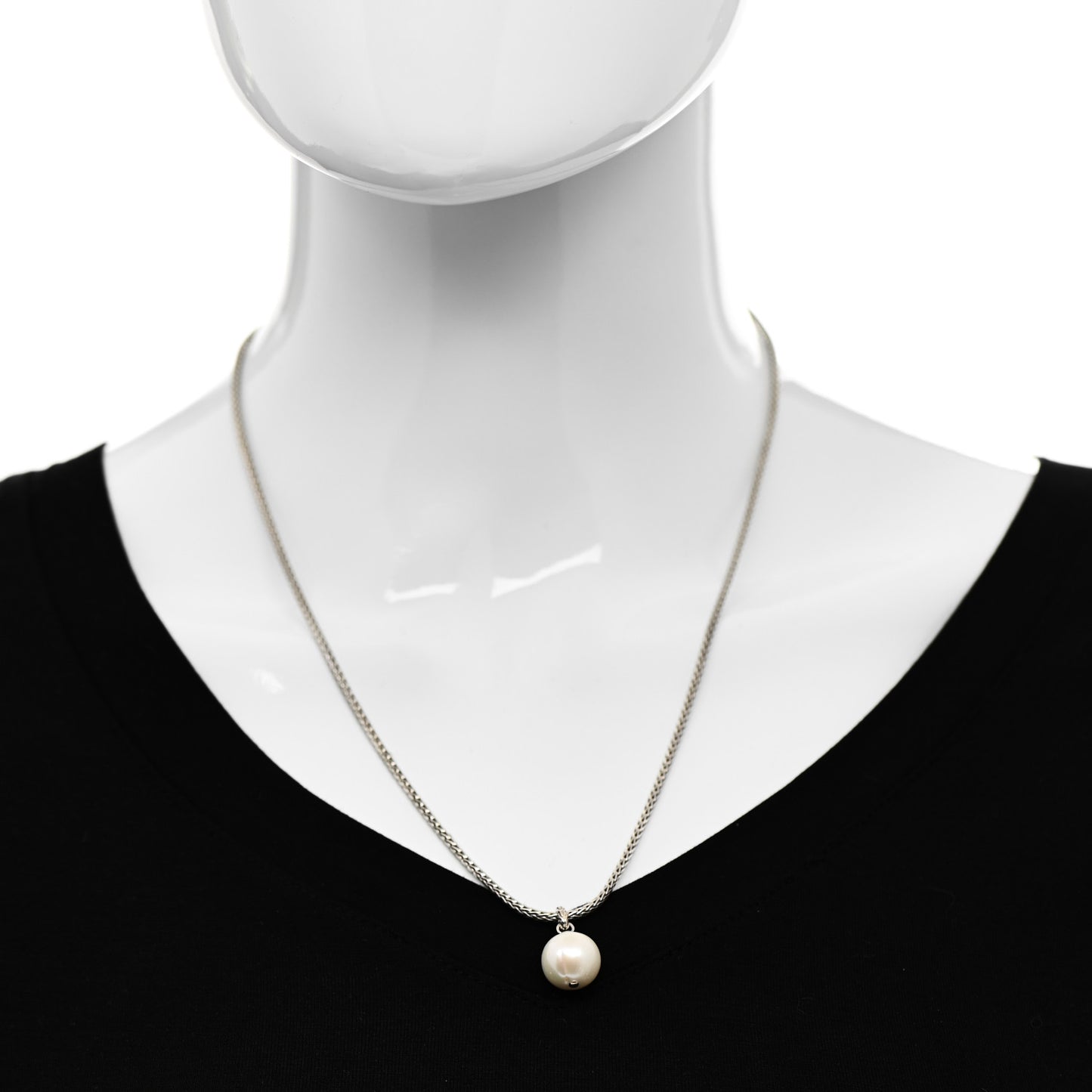 Sterling Silver 12mm Pearl Classic Chain Pendant Necklace