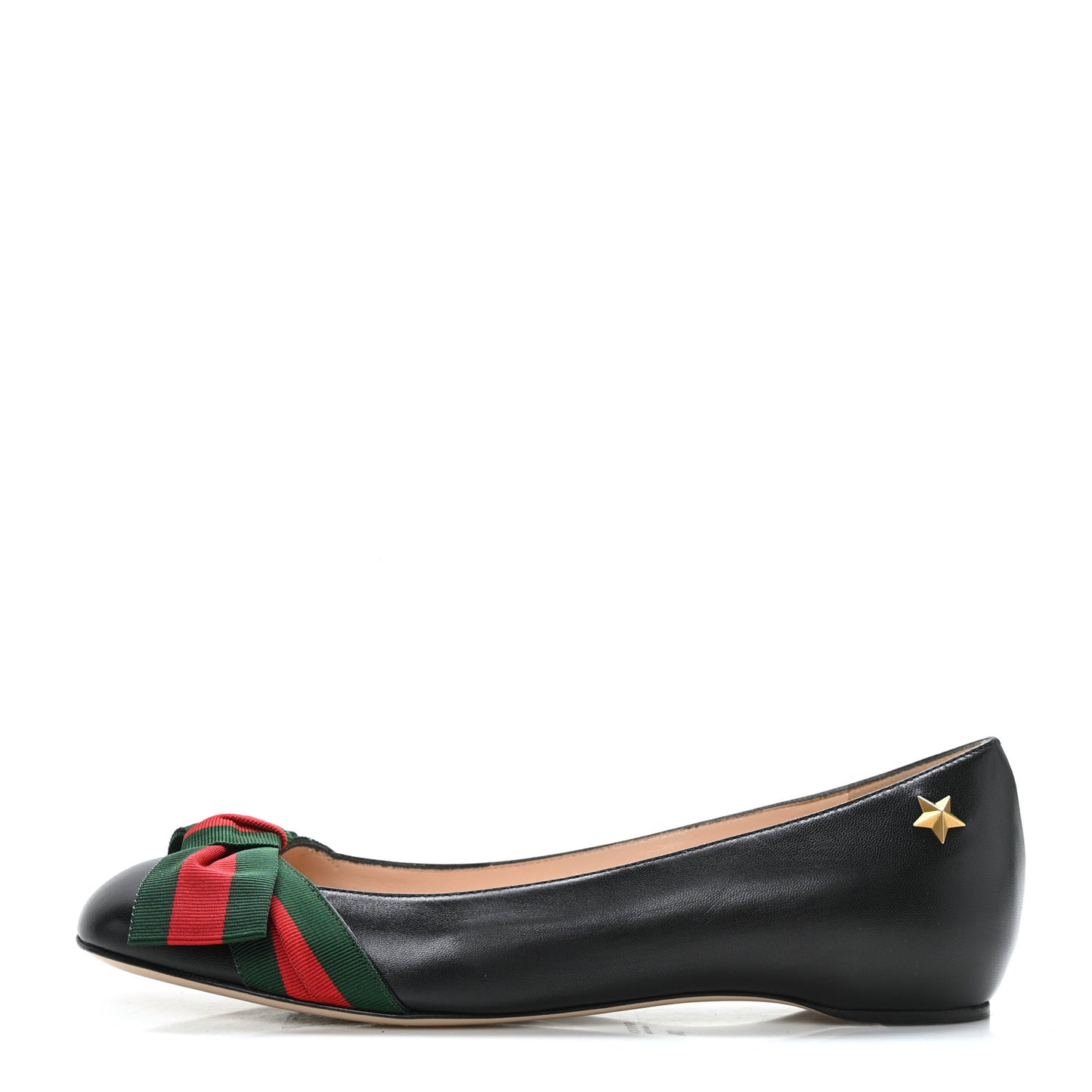 Calfskin Web Ballerina Flat 36 Black