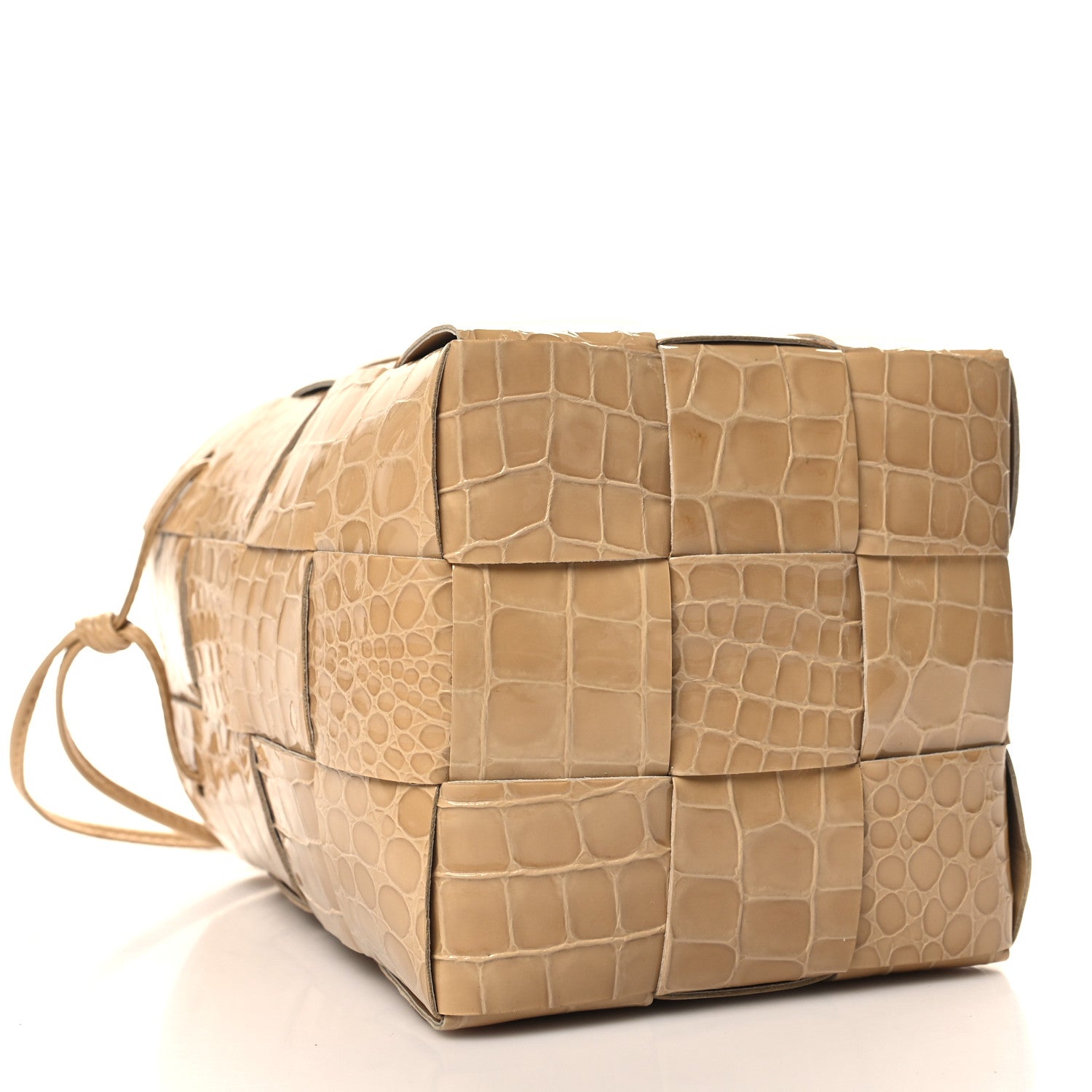 Bottega Veneta Intreccio Mini Gloss Croc Crossbody Bucket Bag Praline 4 of 9