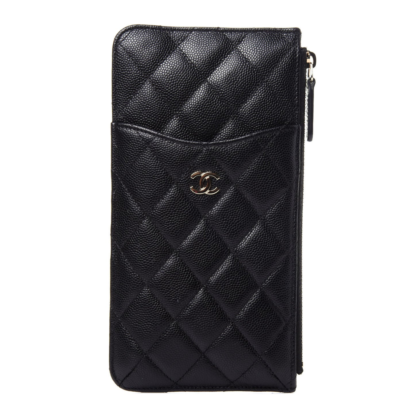 Caviar Quilted Classic Flat Wallet Pouch Black