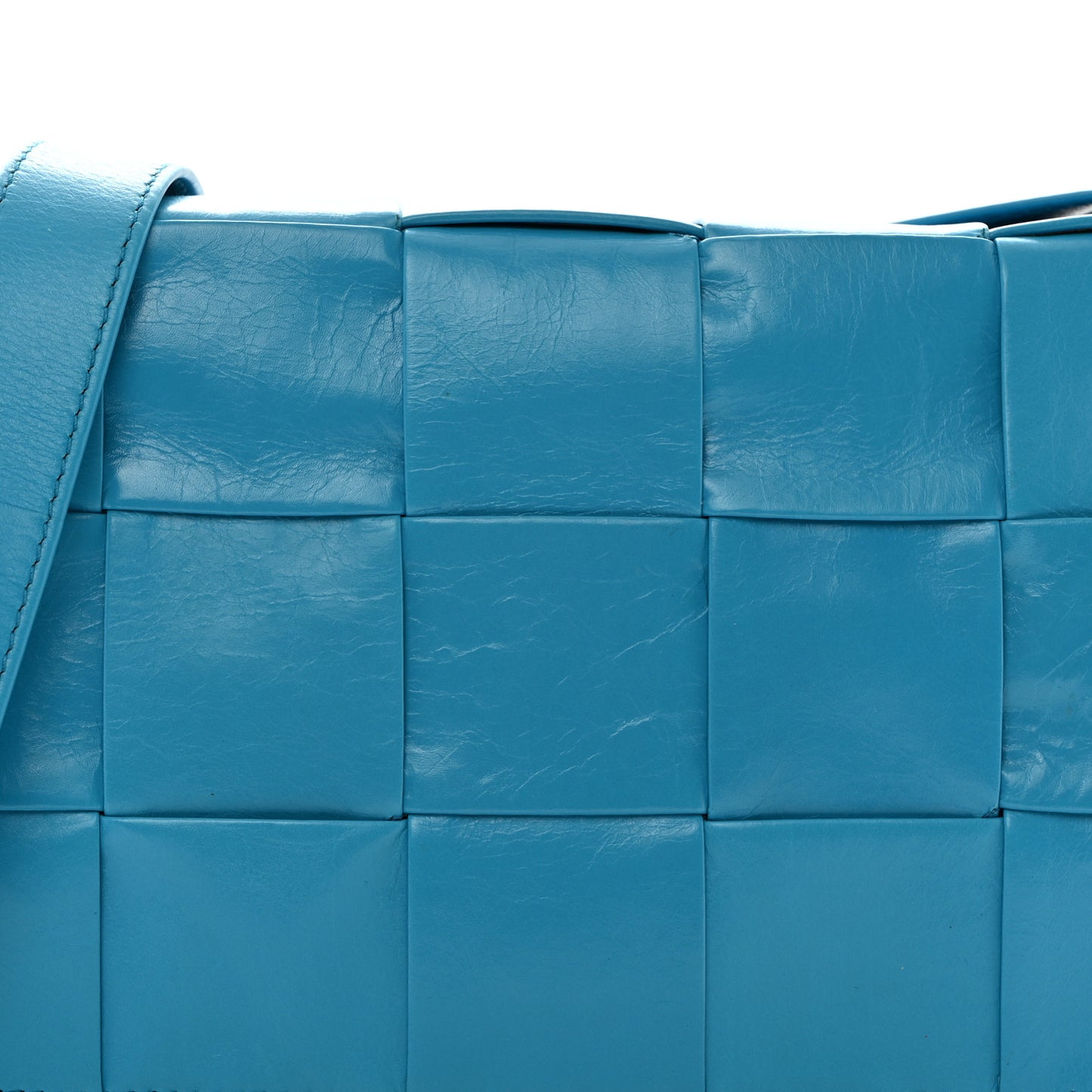 Paper Calfskin Maxi Intreccio Cassette Crossbody Bag Pool