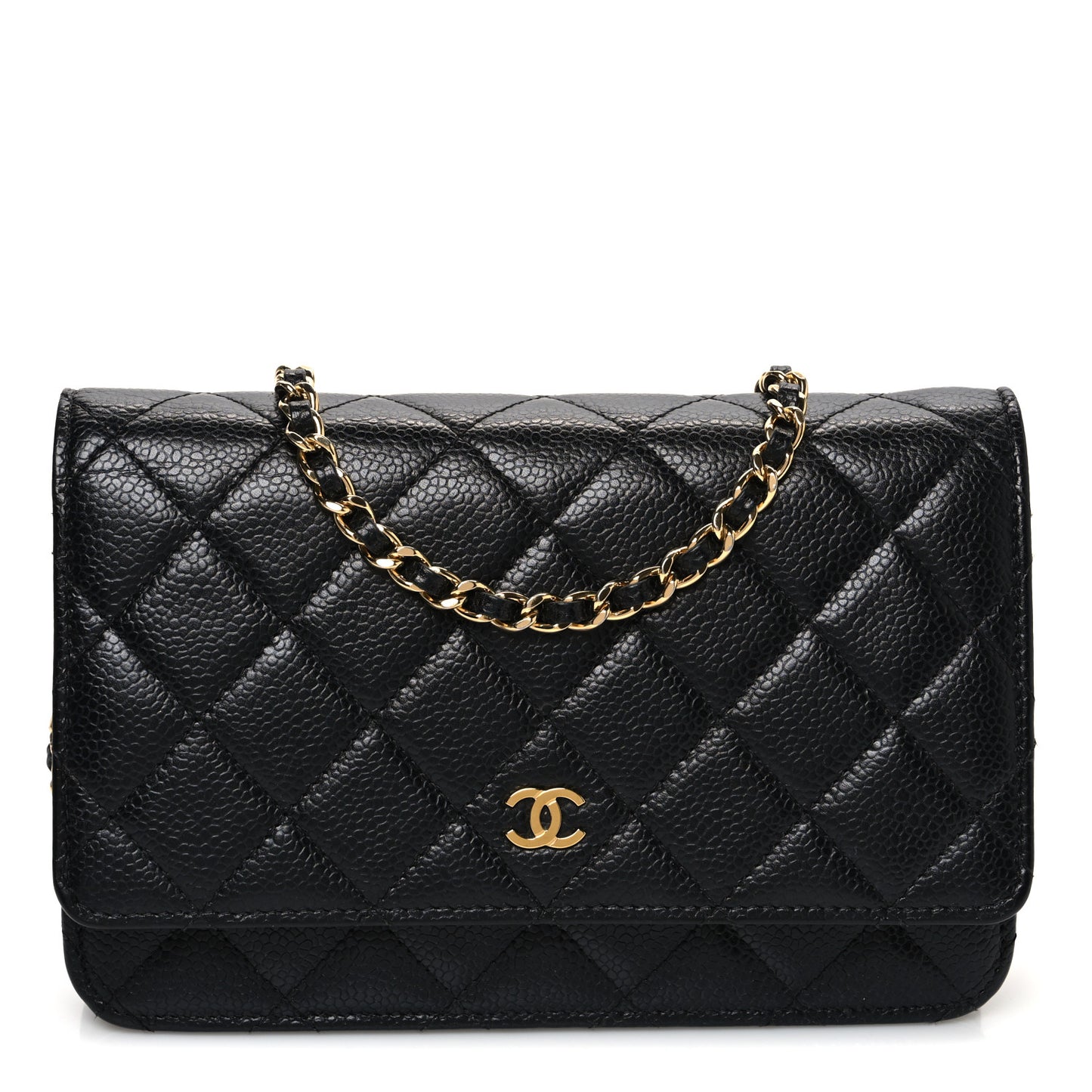 Caviar Quilted Wallet on Chain WOC Black