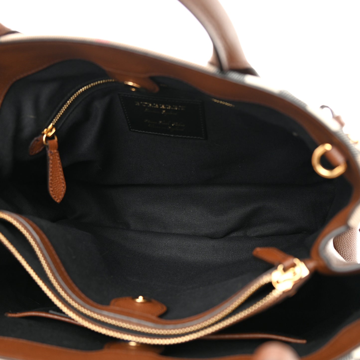 House Check Grainy Calfskin Medium Banner Tote Brown