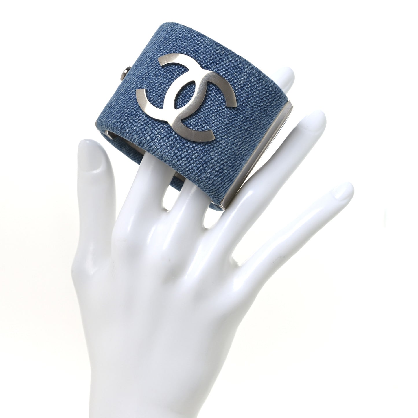 Denim CC Cuff Bracelet Blue