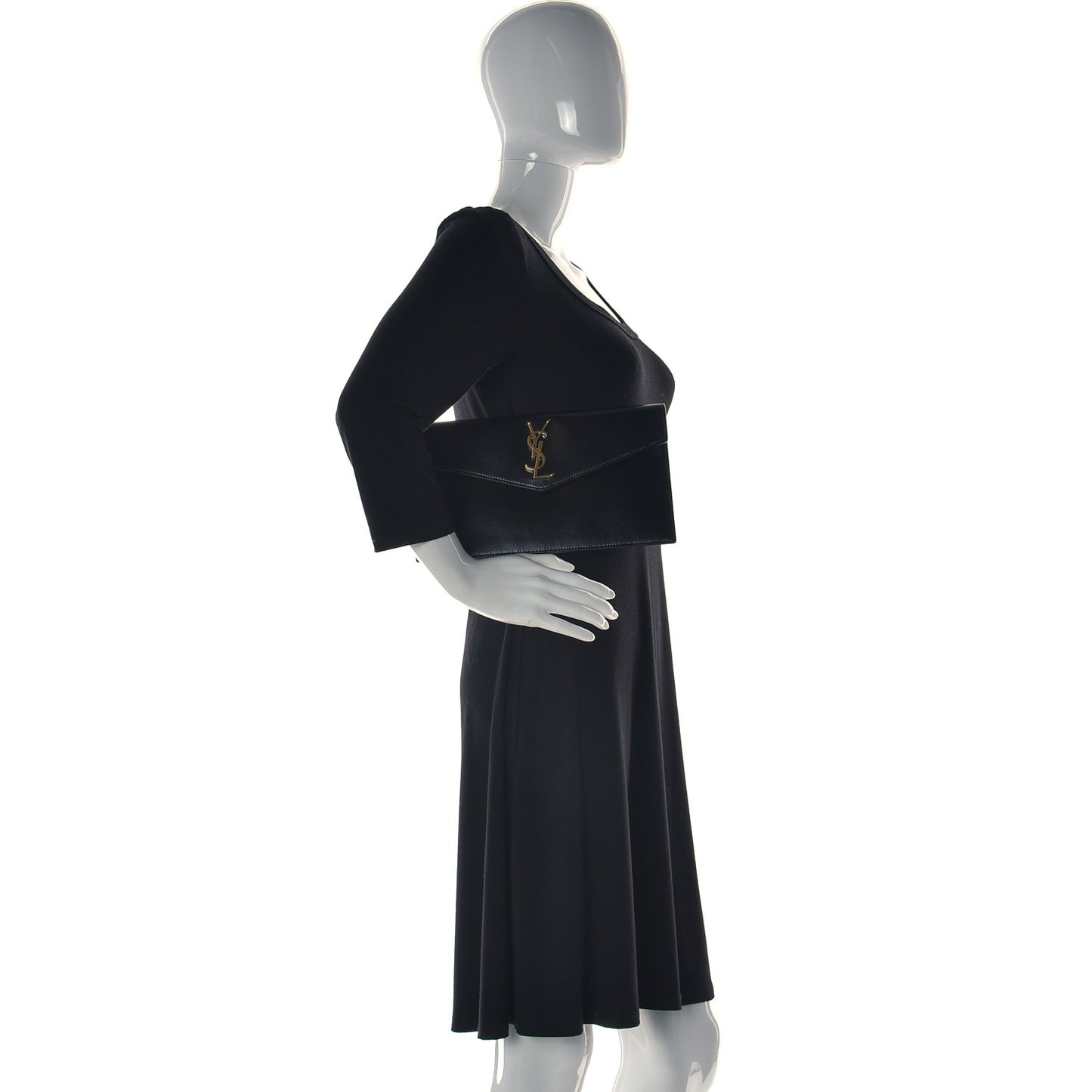 Smooth Shiny Calfskin Monogram Uptown Pouch Black