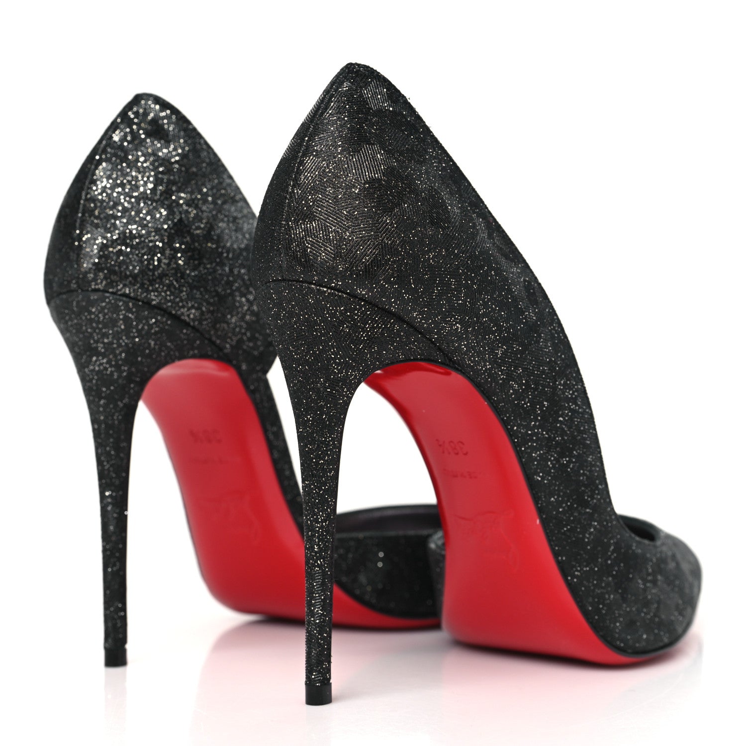 Christian Louboutin Glitter Iriza Kid Flinstar 100 Pumps 38.5 Black 4 of 8