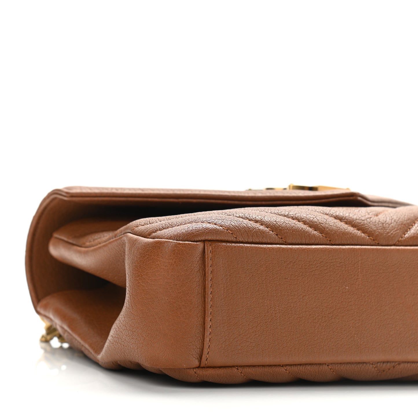 Sheepskin Matelasse Chevron Monogram Medium College Bag Brick