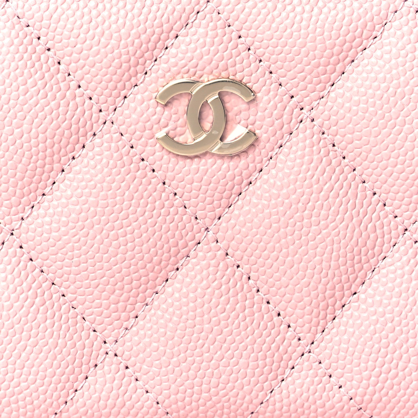 Caviar Quilted Zip Coin Purse Light Pink