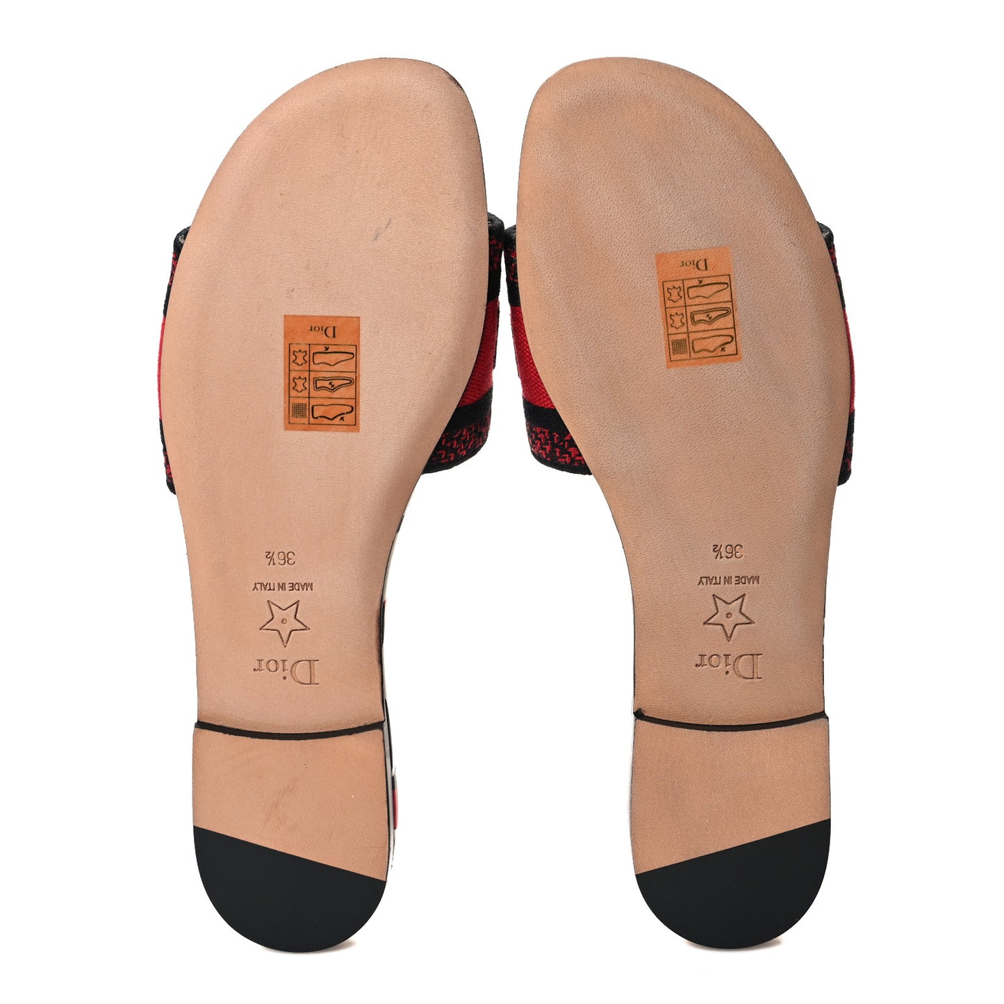 Canvas Cupidon Embroidered Dway Flat Slide Sandals 36.5 Black Red