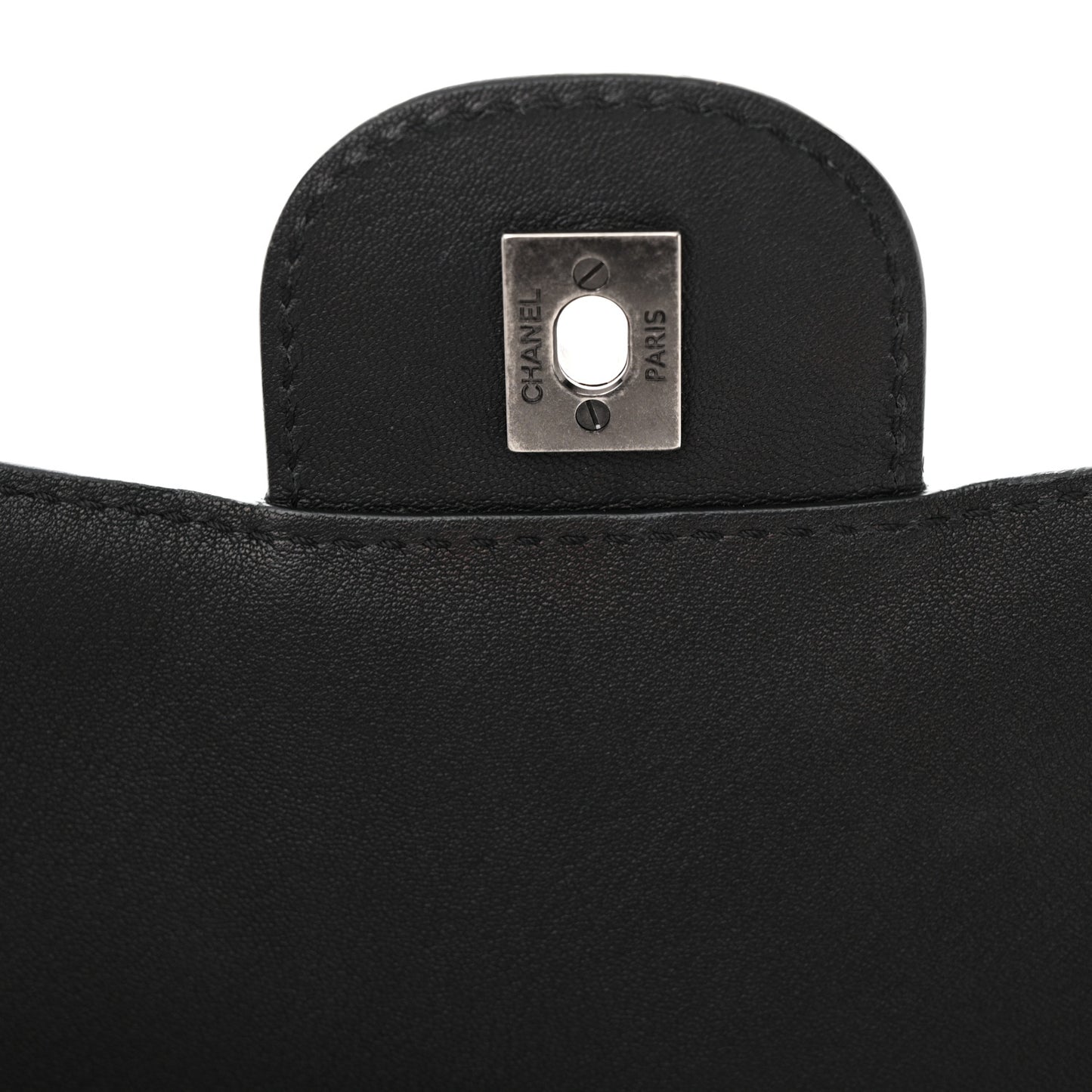 Lambskin Quilted Large Natural CC Flap Black