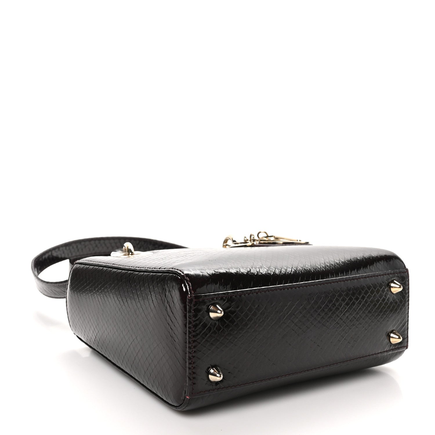 Christian Dior Snakeskin Small Lady Dior Burgundy 4 of 9