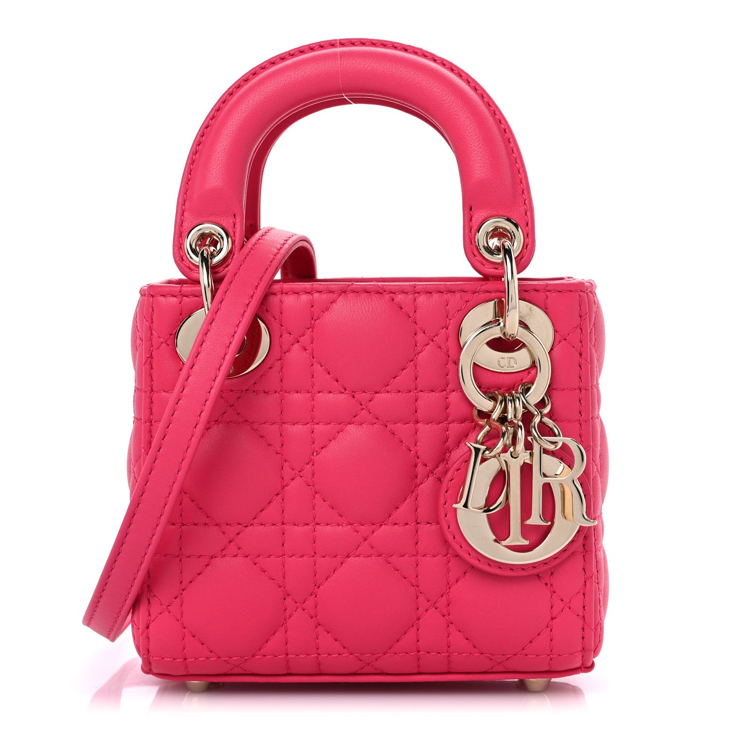 Christian Dior Lambskin Cannage Micro Lady Dior Bright Pink 1 of 8