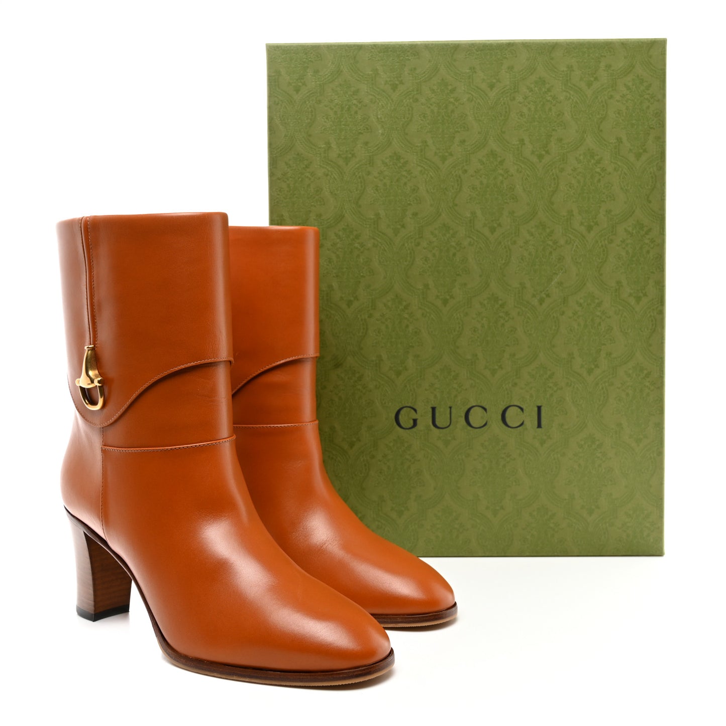 Calfskin Horsebit Elizabeth Ankle Boots 39.5 Cognac