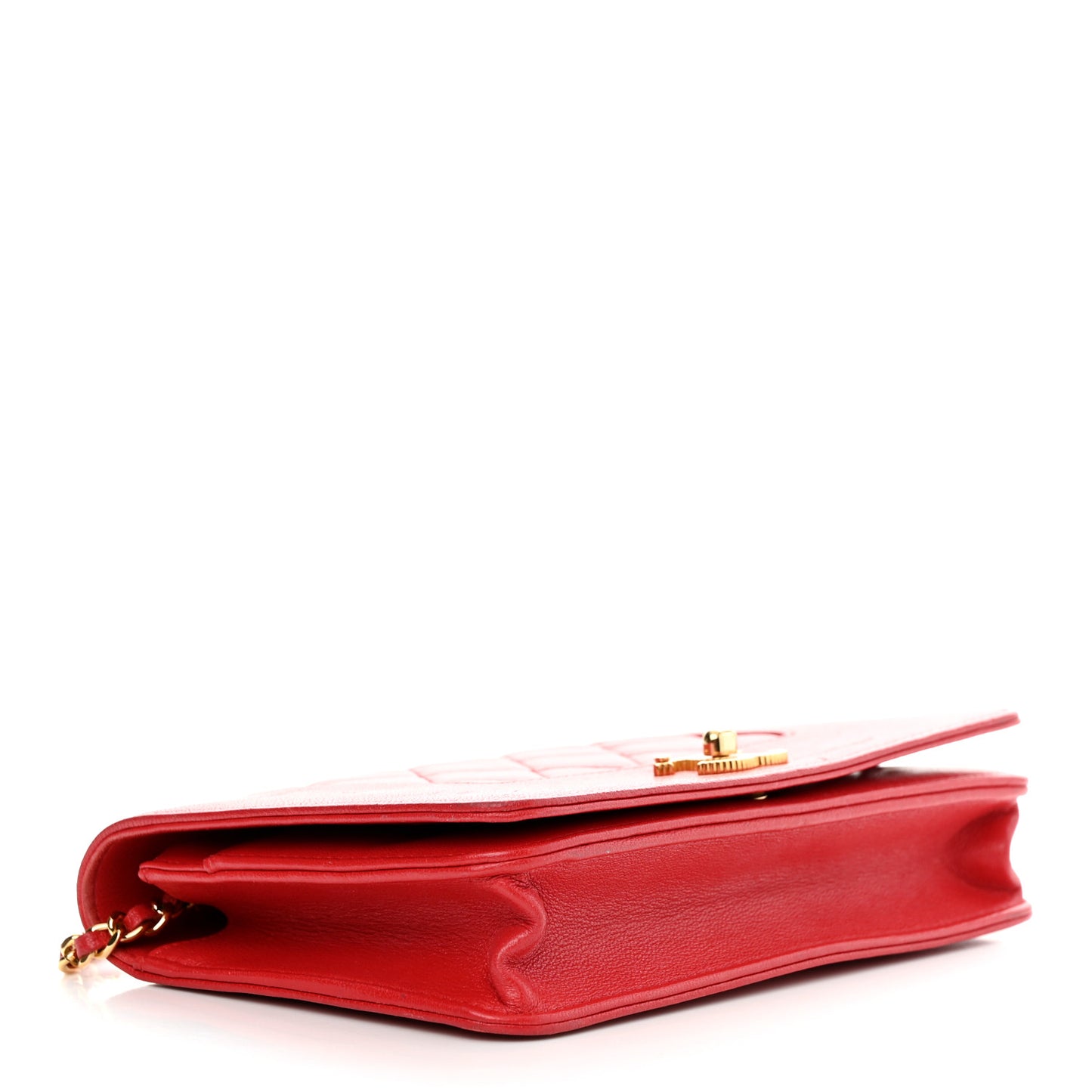 Sheepskin Quilted Mademoiselle Vintage Wallet On Chain WOC Red