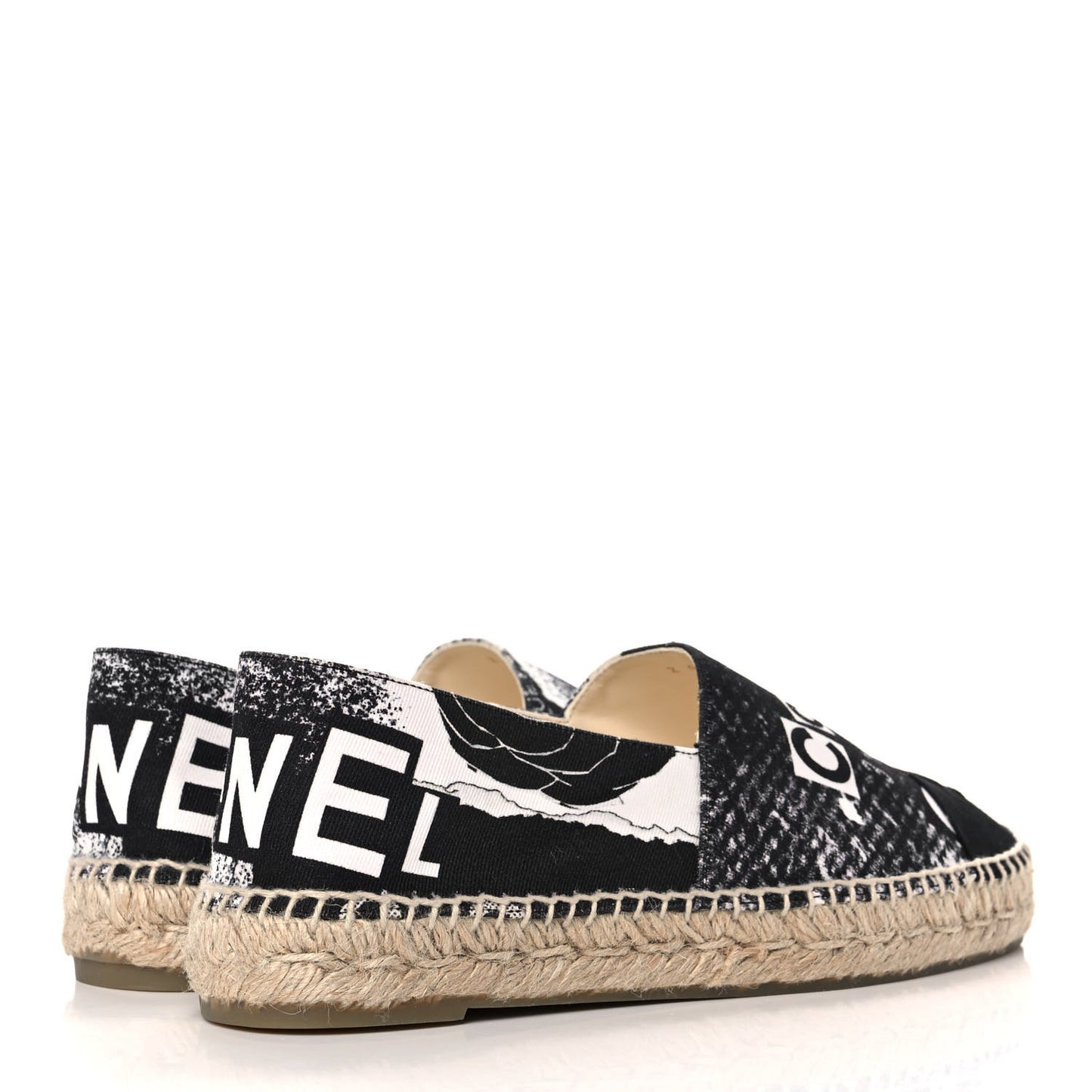 Printed Canvas Grosgrain 31 Rue Cambon Espadrilles 40 Black White