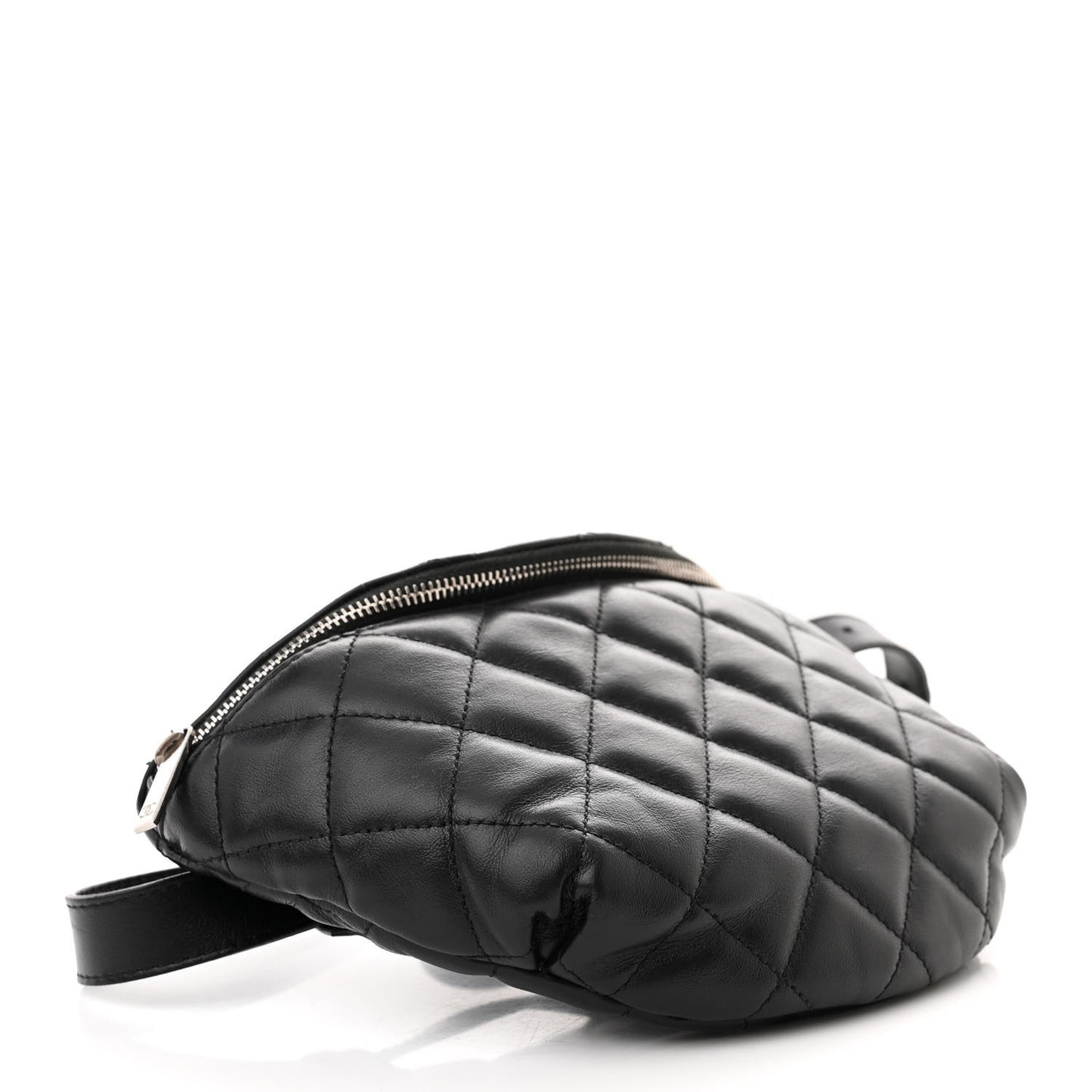 Calfskin Quilted Waist Belt Bag Black