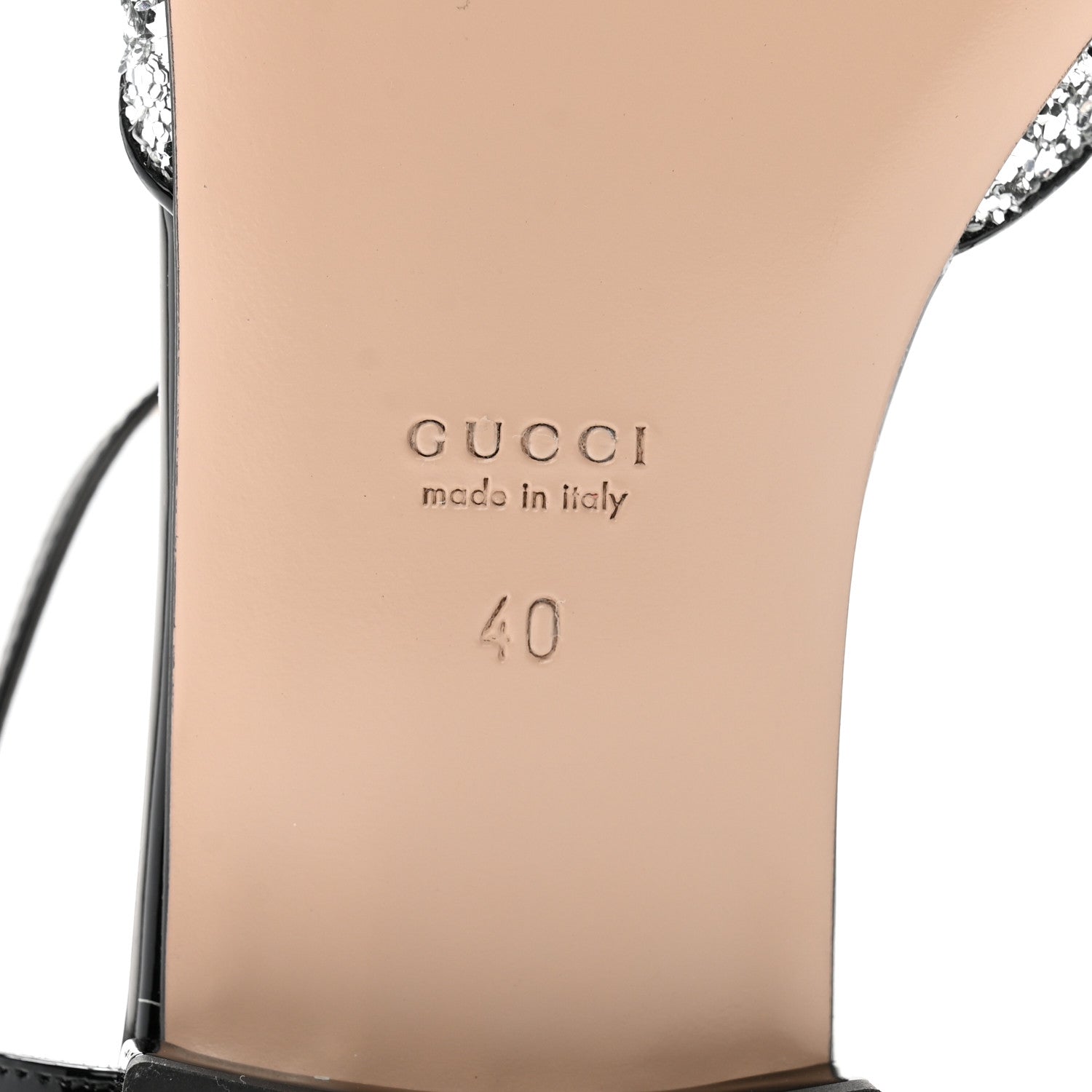 Gucci Vernice Glitter Double G Ballet Flat 40 Black Silver 7 of 10