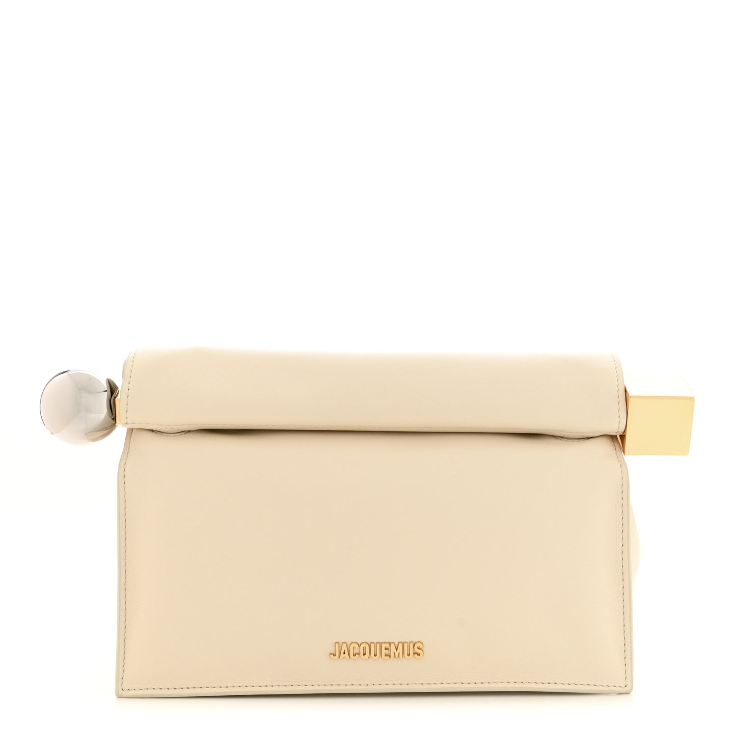 Smooth Calfskin La Pochette Rond Carre Light Ivory