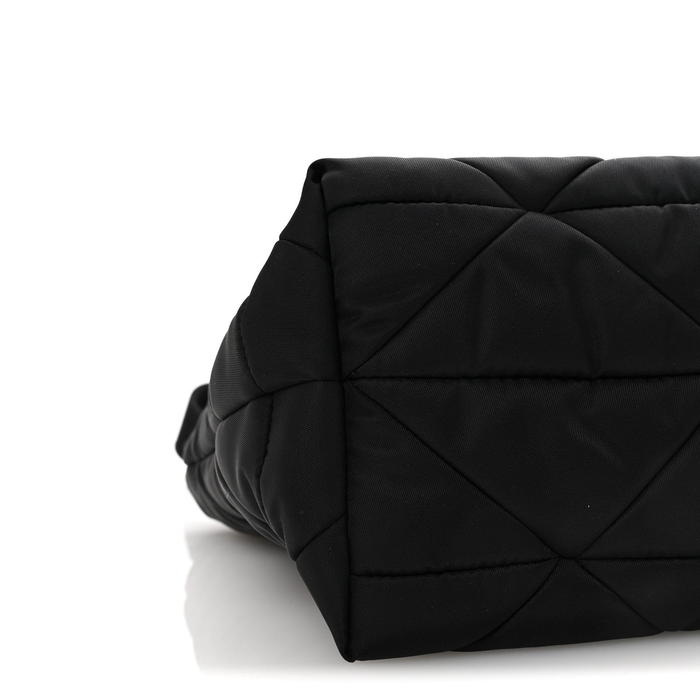 Re-Nylon Nappa Triangle Quilted Padded Double Handled Zip Pocket Tote Black