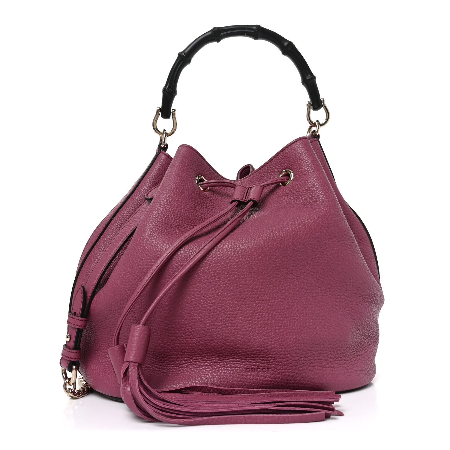 Gucci Pebbled Calfskin Miss Bamboo Bucket Bag Purple 1904564
