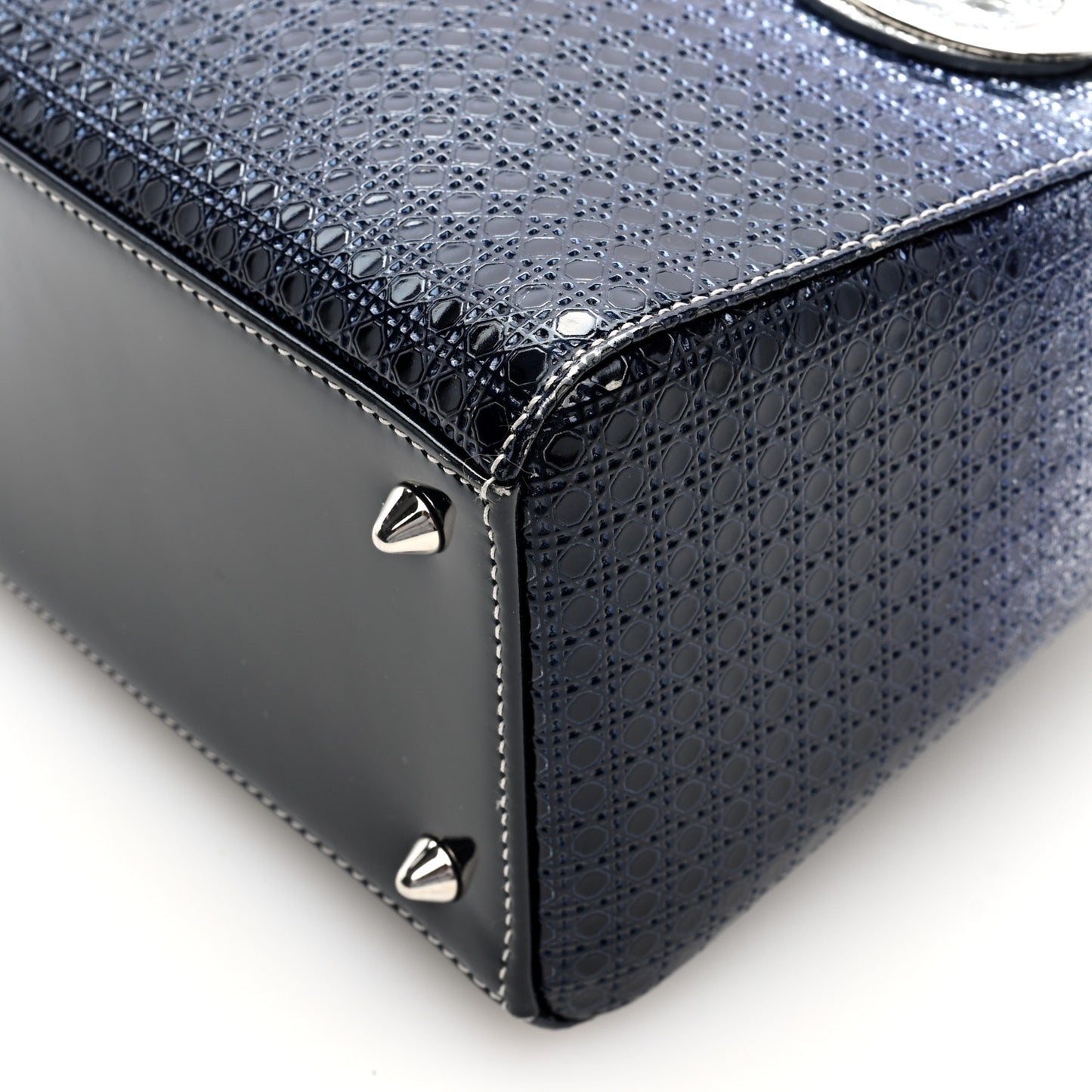 Metallic Patent Micro-Cannage Gradient Medium Lady Dior Silver Blue