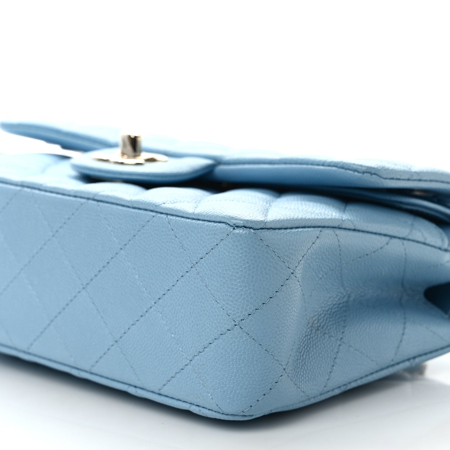 Chanel Caviar Quilted Small Double Flap Light Blue 9 of 10