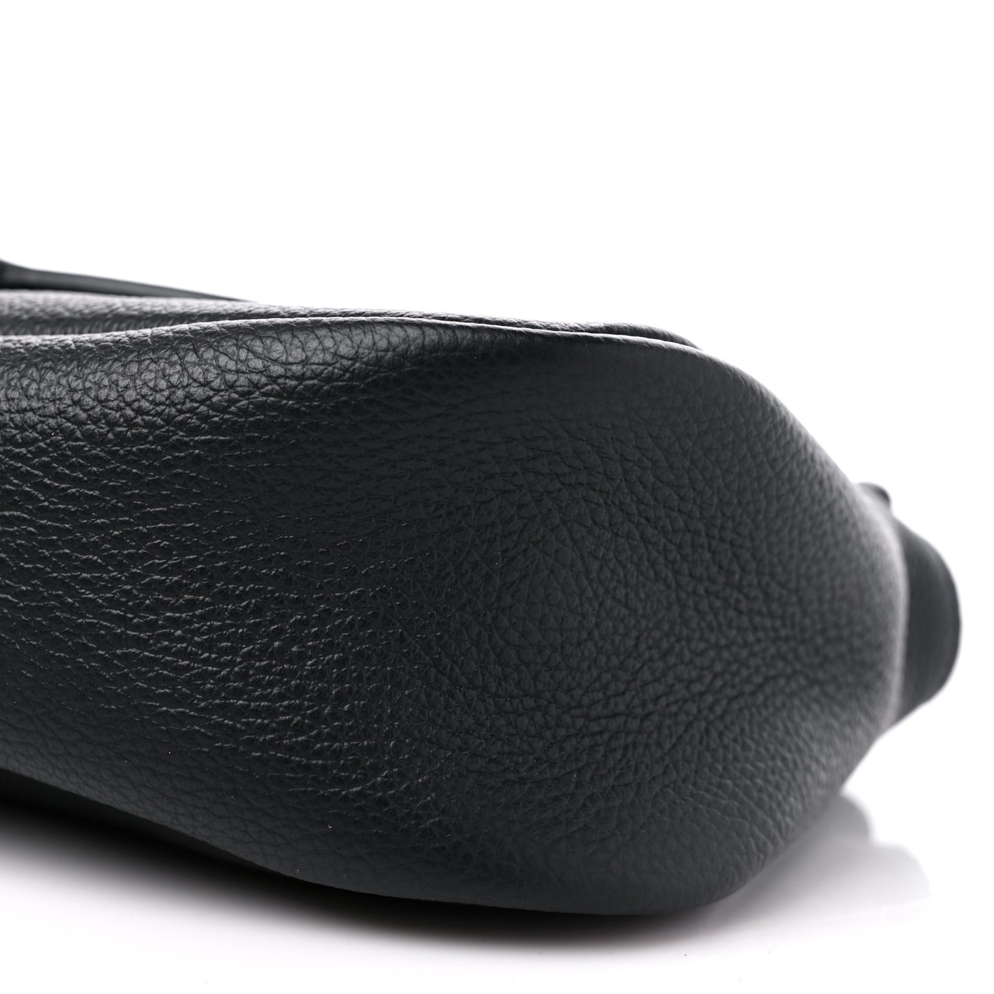 Shiny Grained Calfskin Marcie Clutch Black