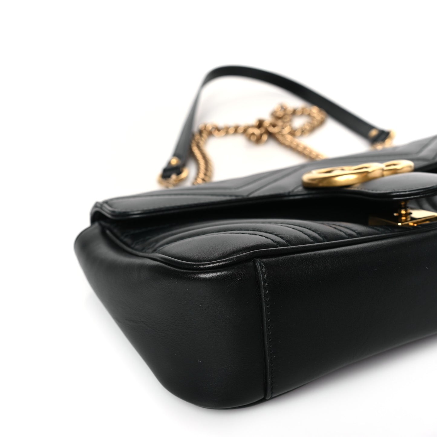 Calfskin Matelasse Small GG Marmont Shoulder Bag Black