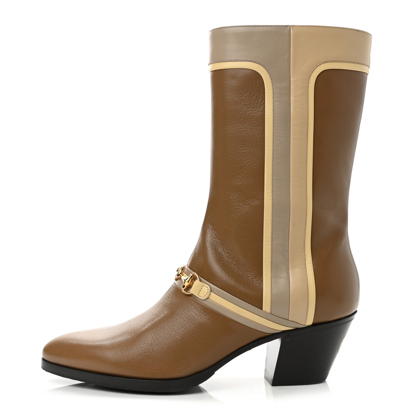 Goatskin Mens Zahara Interlocking G Horsebit Boots 9 Friky Taupe Oatmeal Butter Sand Storm