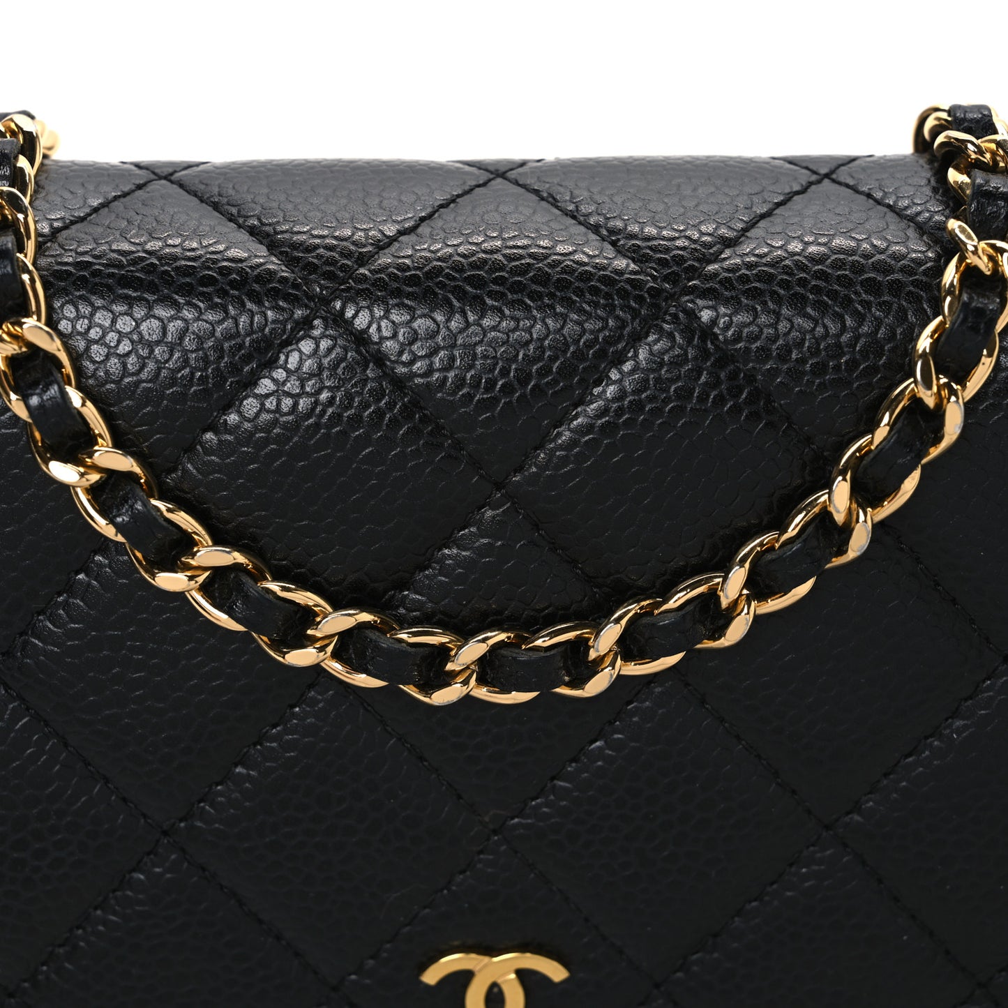 Caviar Quilted Wallet on Chain WOC Black
