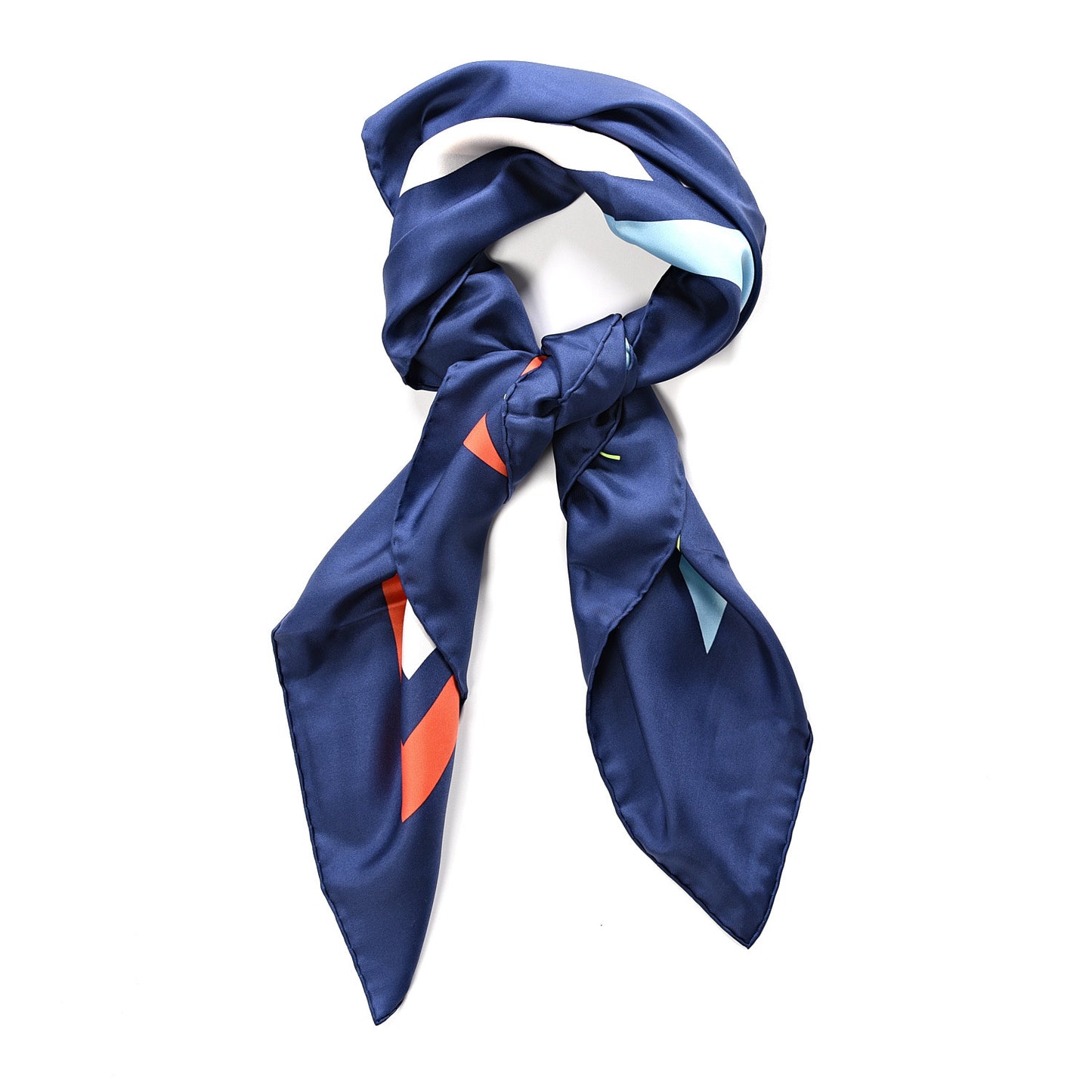 Silk Geometric Logo CC Scarf Navy Blue