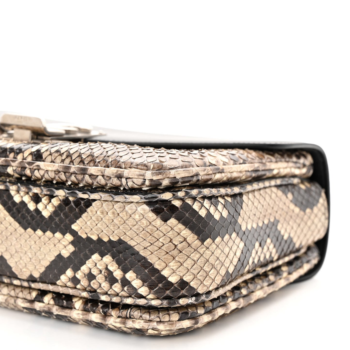 Calfskin Snakeskin Medium C Bag Black