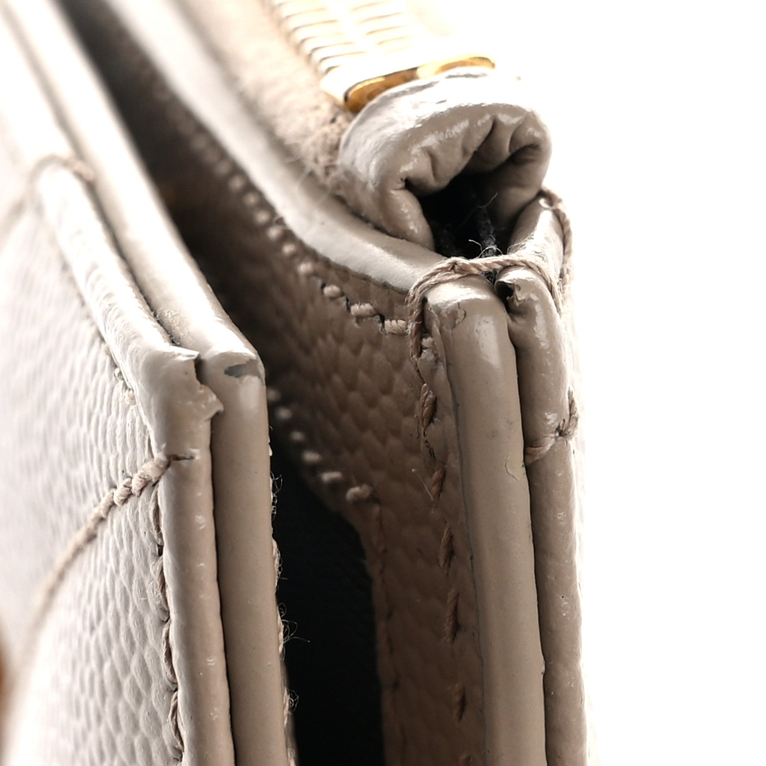 Saint Laurent Grain De Poudre Matelasse Chevron Monogram Zipped Card Case Dark Beige 9 of 12