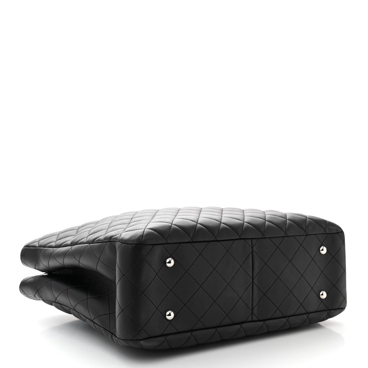 Calfskin Quilted Large Classic Shopping Tote Black