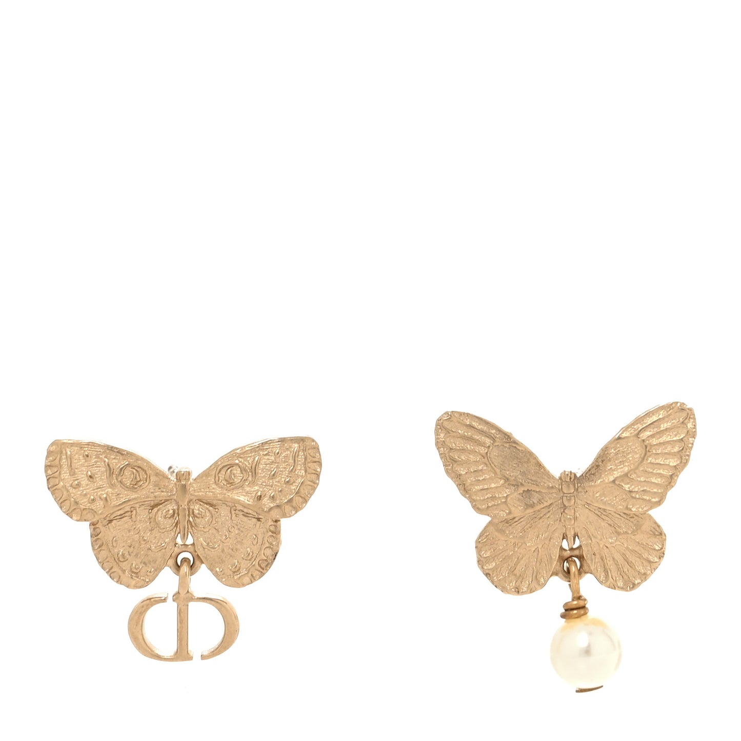 Pearl Butterfly Tribal Earrings Gold