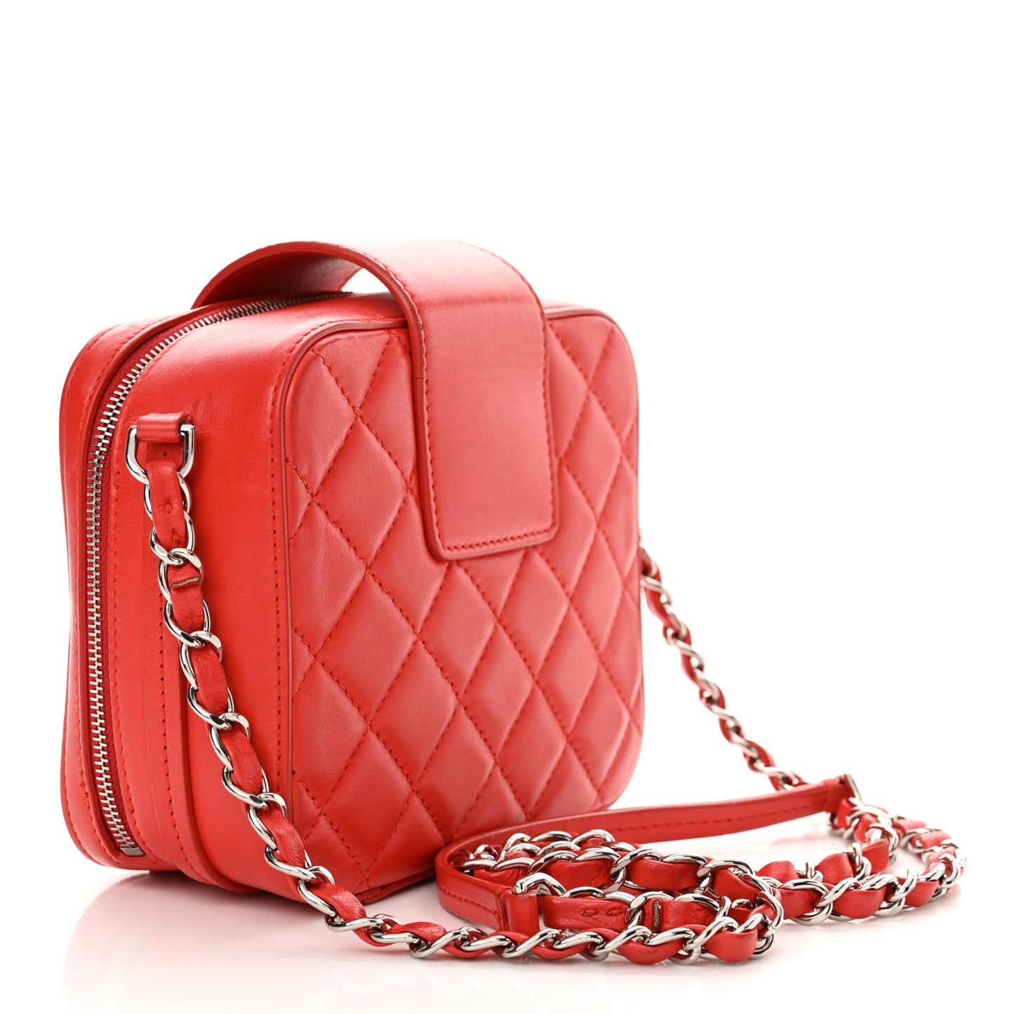 Lambskin Quilted Mini CC Box Camera Bag Red