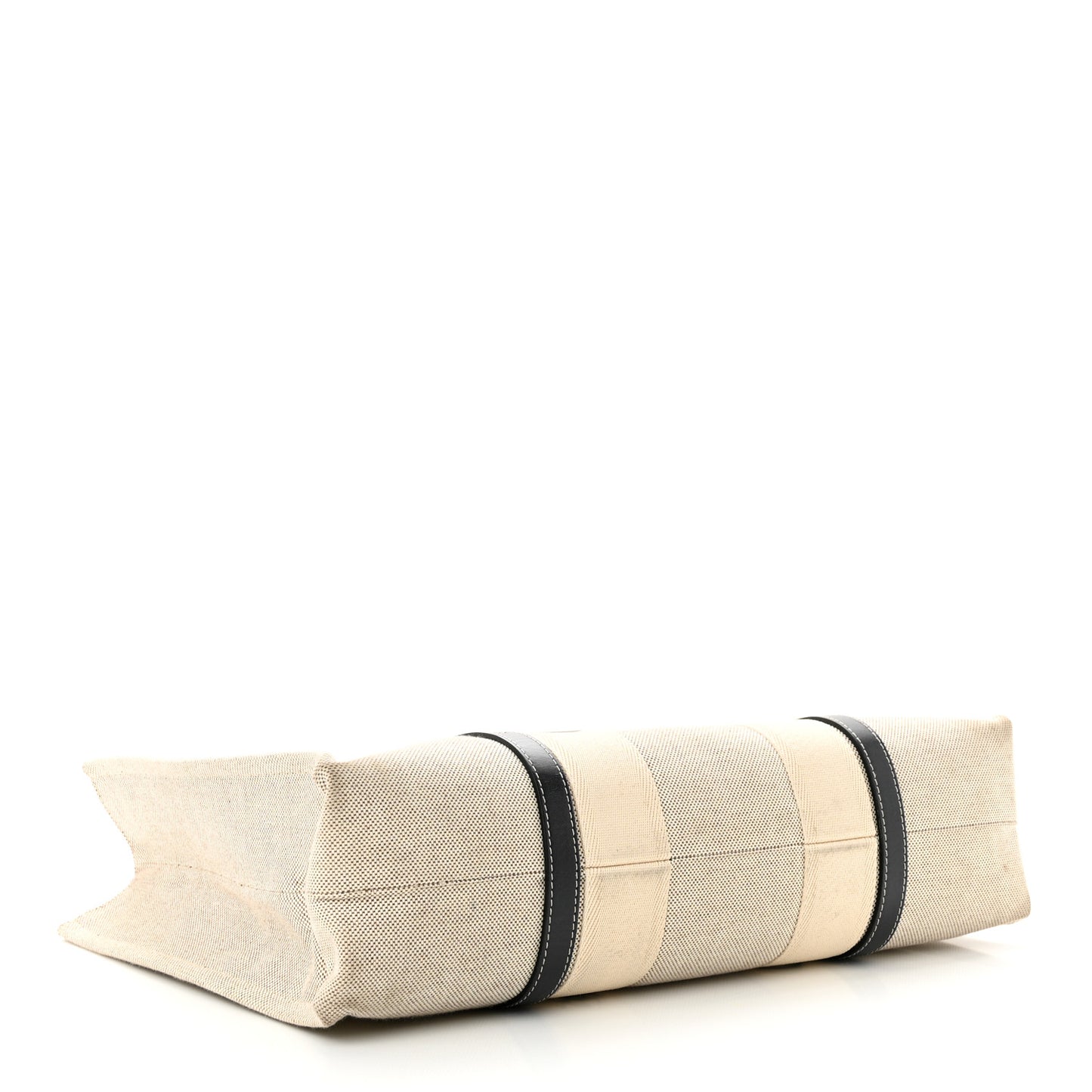Cotton Calfskin Large Woody Ribbon Tote White Black