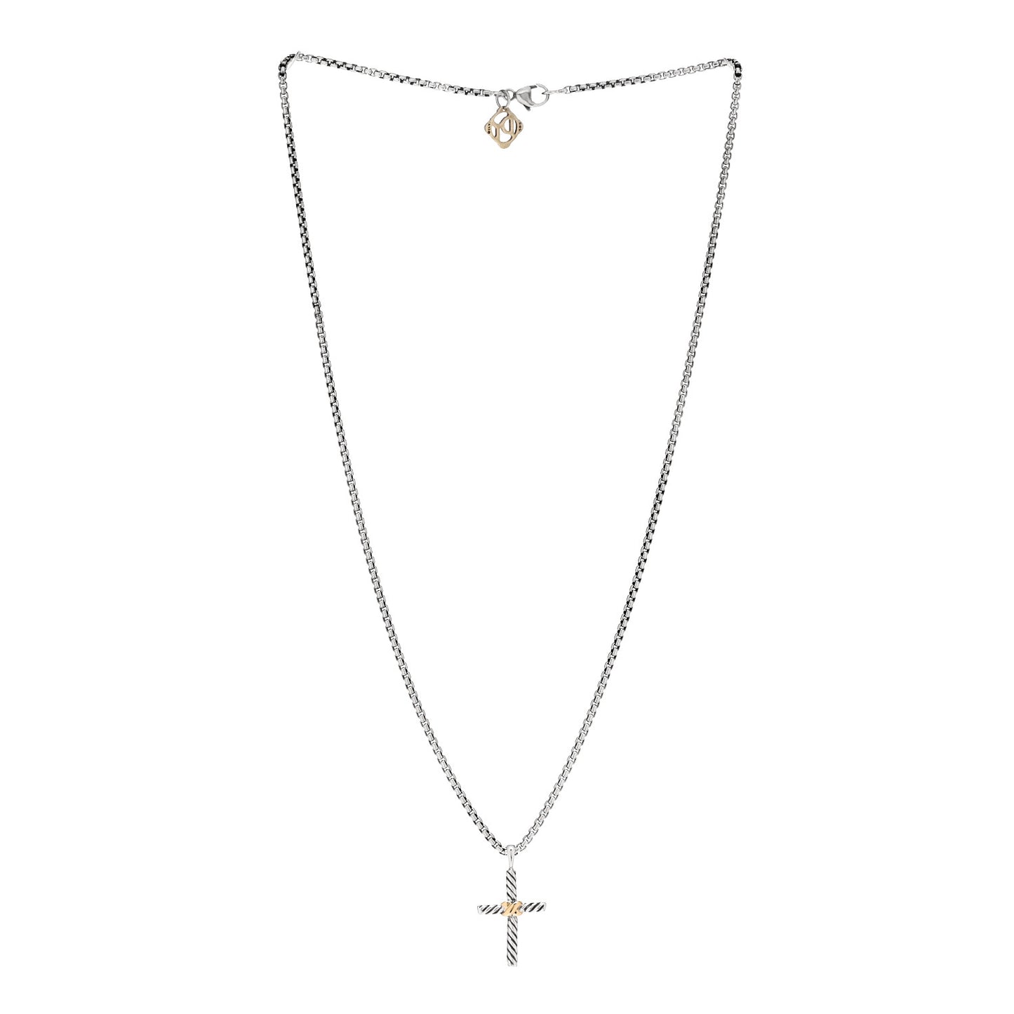 Sterling Silver 14K Yellow Gold Petite X Cross Pendant Necklace