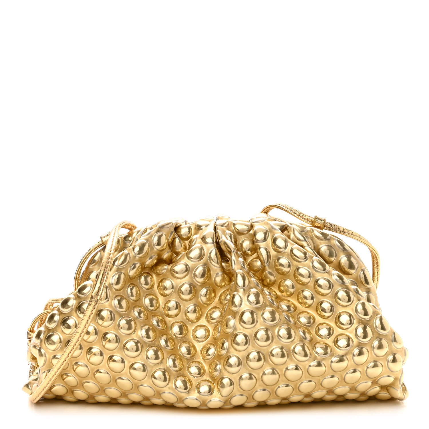 Bottega Veneta Metallic Fabric Bubble Wrap The Mini Pouch Gold 1 of 9