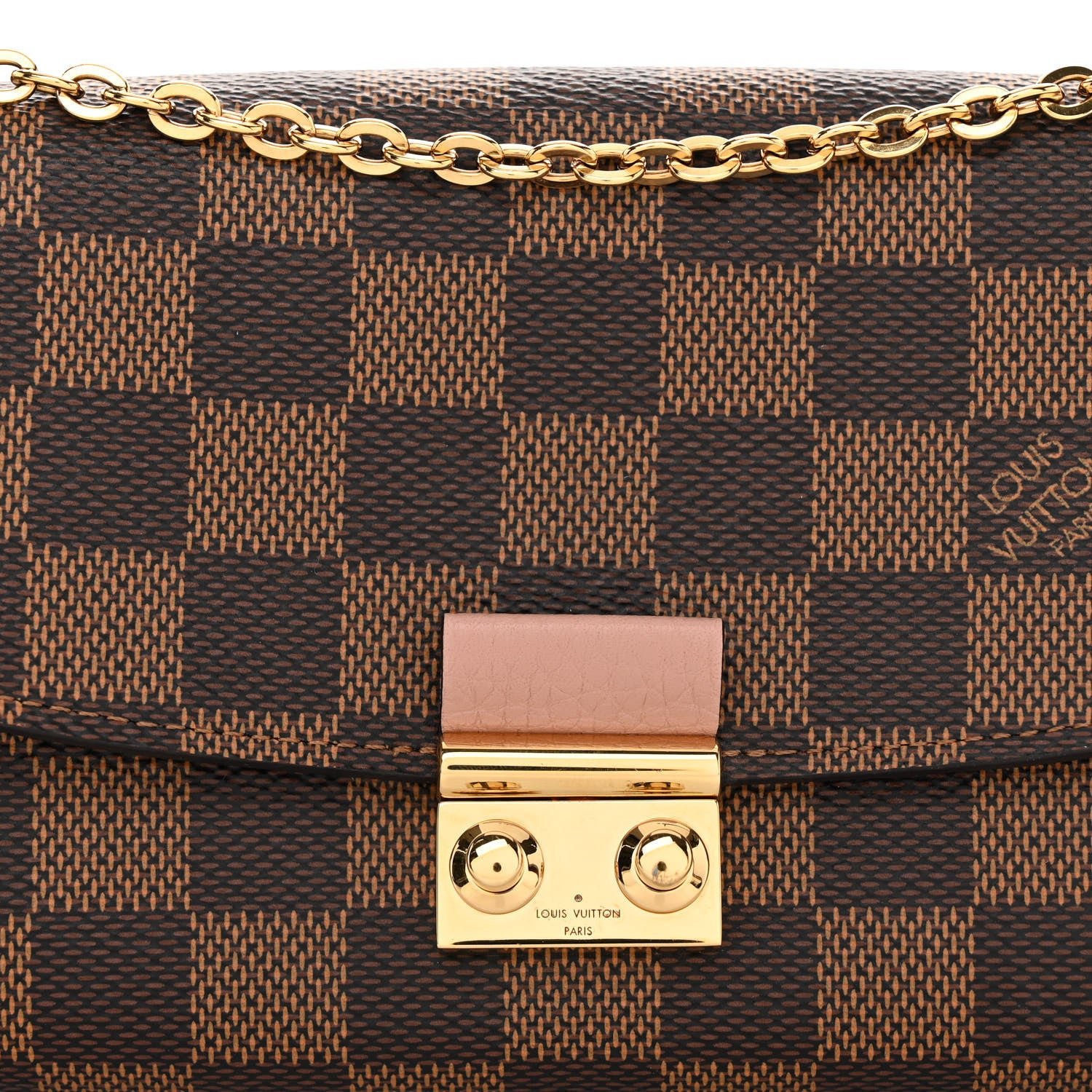 Louis Vuitton LOUIS VUITTON Damier Ebene Croisette Chain Wallet Rose Ballerine 7 of 11