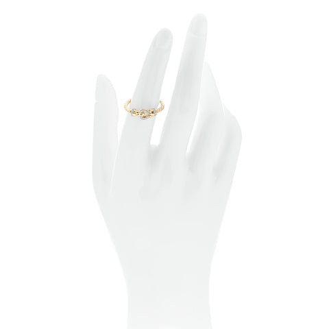 18K Yellow Gold Diamond Petite Buckle Cable Ring 53 6.5