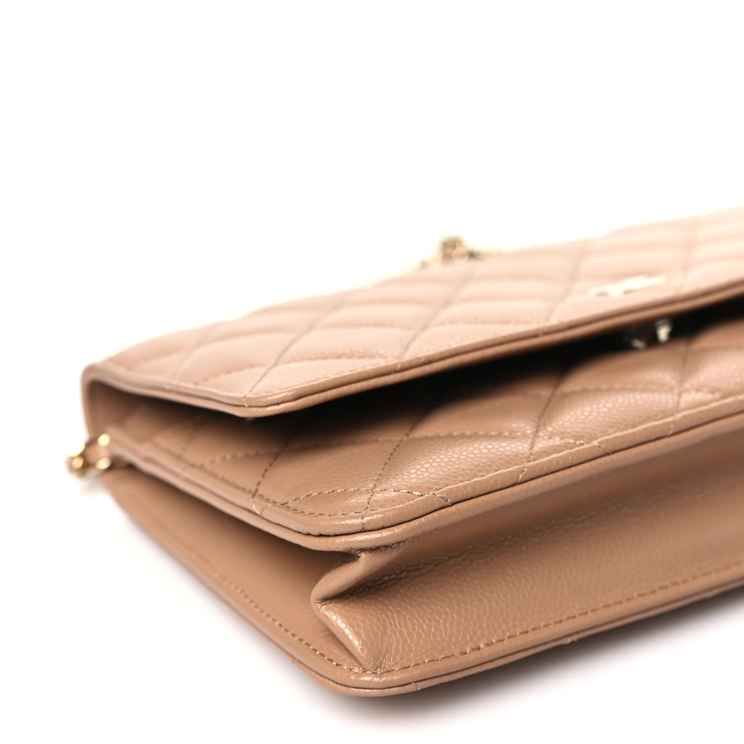 Caviar Quilted Wallet on Chain WOC Dark Beige